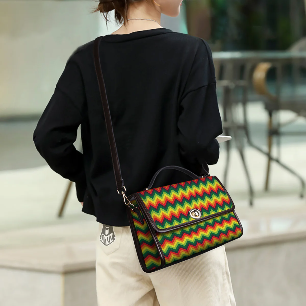 Reggae Zig Zag Print Pattern Women's Satchel Bag - Image 3