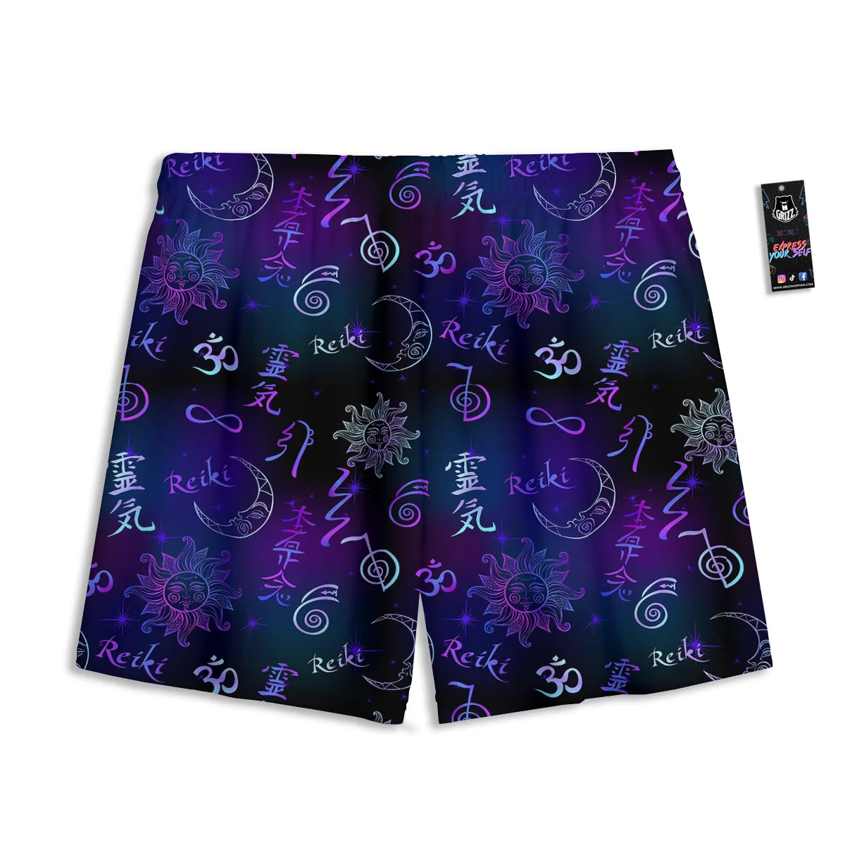 Reiki Energy Print Pattern Mesh Shorts - Image 2