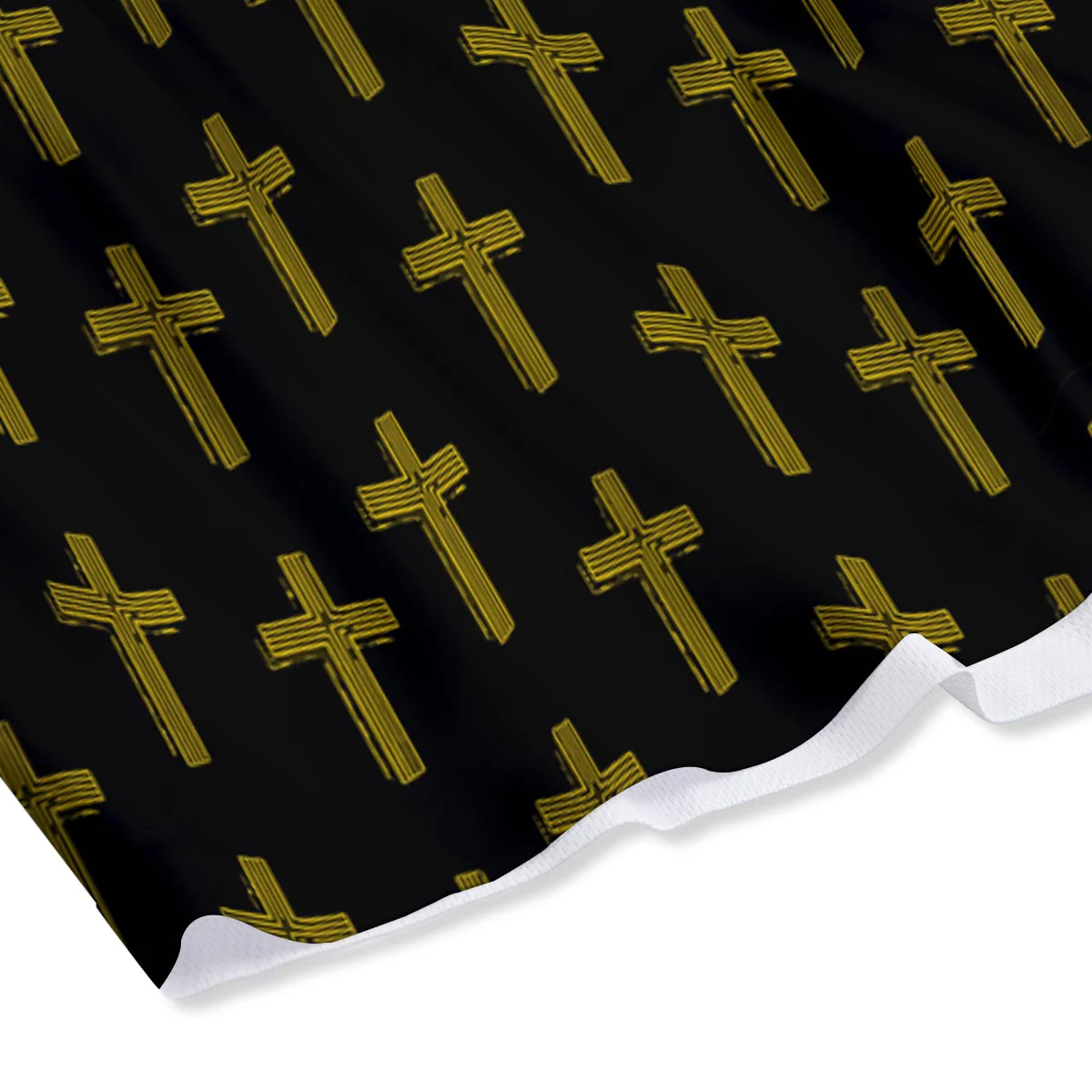 Religious Christian Cross Print Pattern Mesh Shorts - Image 4