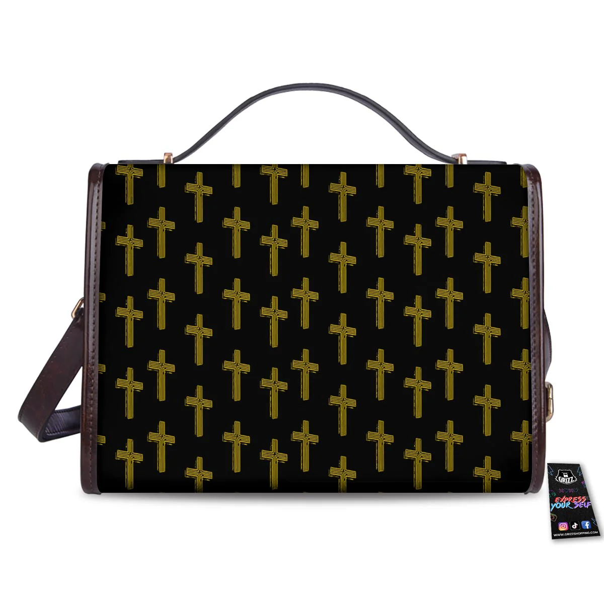 Religious Christian Cross Print Pattern Women's Satchel Bag - Image 2