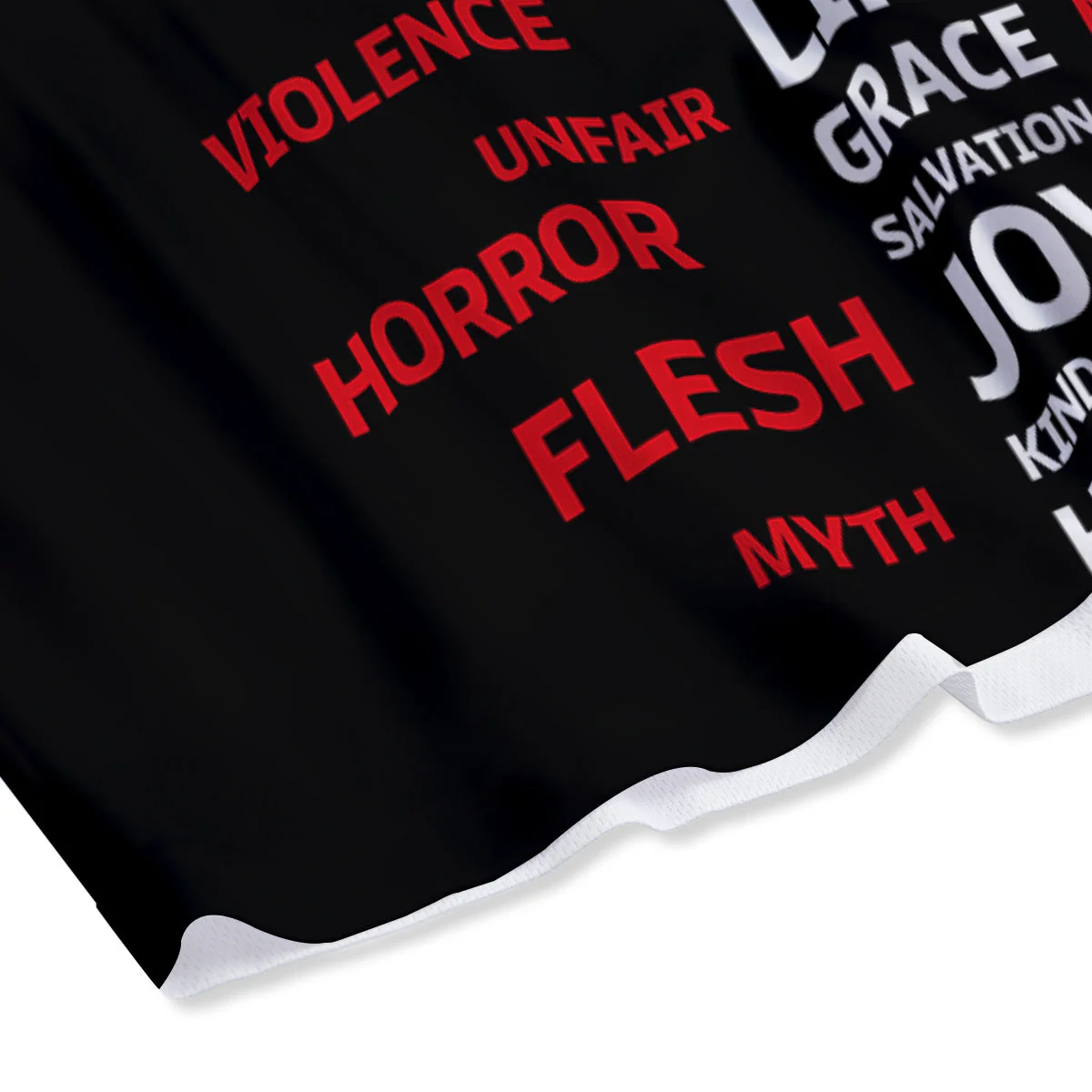 Religious Words Christian Cross Print Mesh Shorts - Image 4