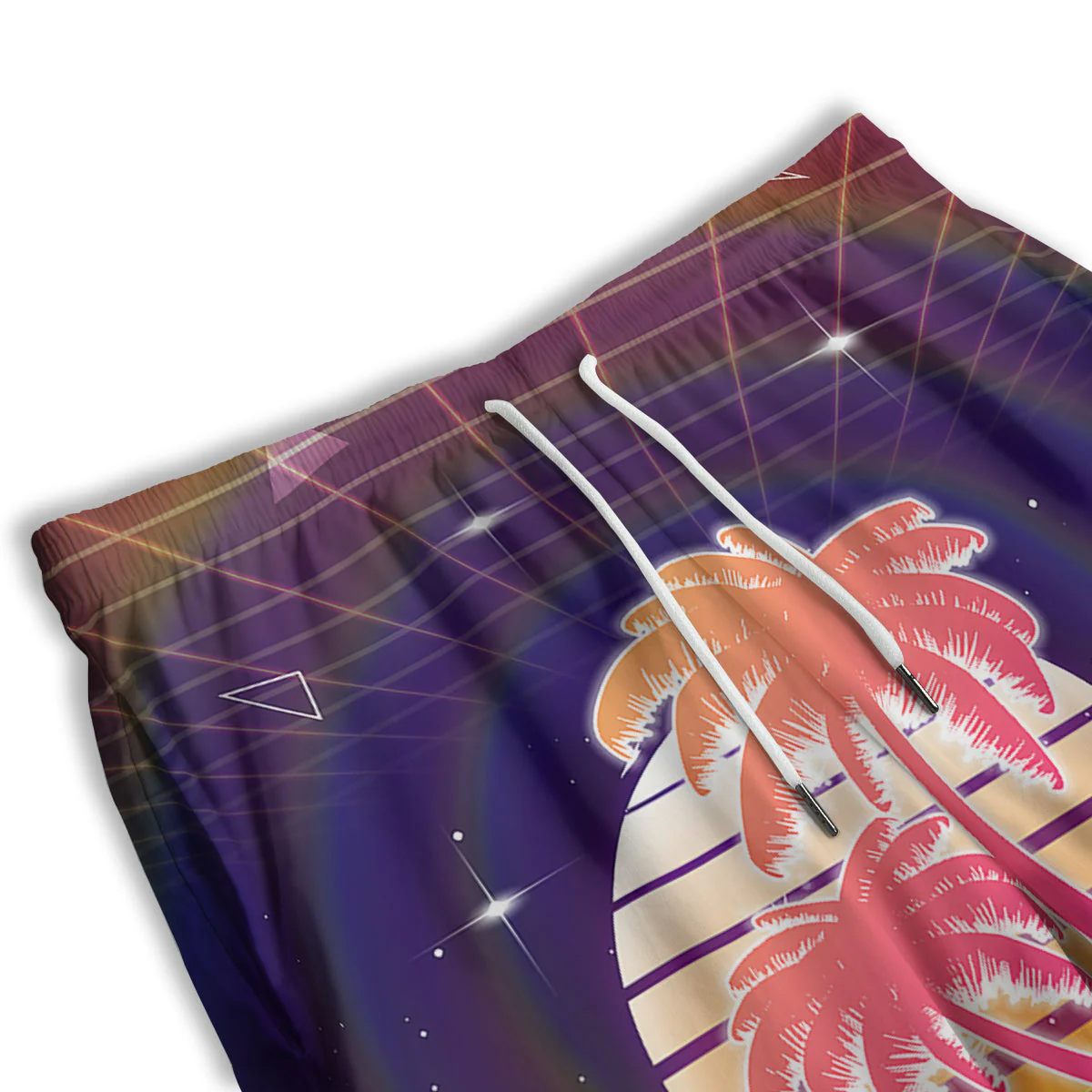 Retro Futuristic Palms Summer Time Print Men's Athletic Shorts - Image 3