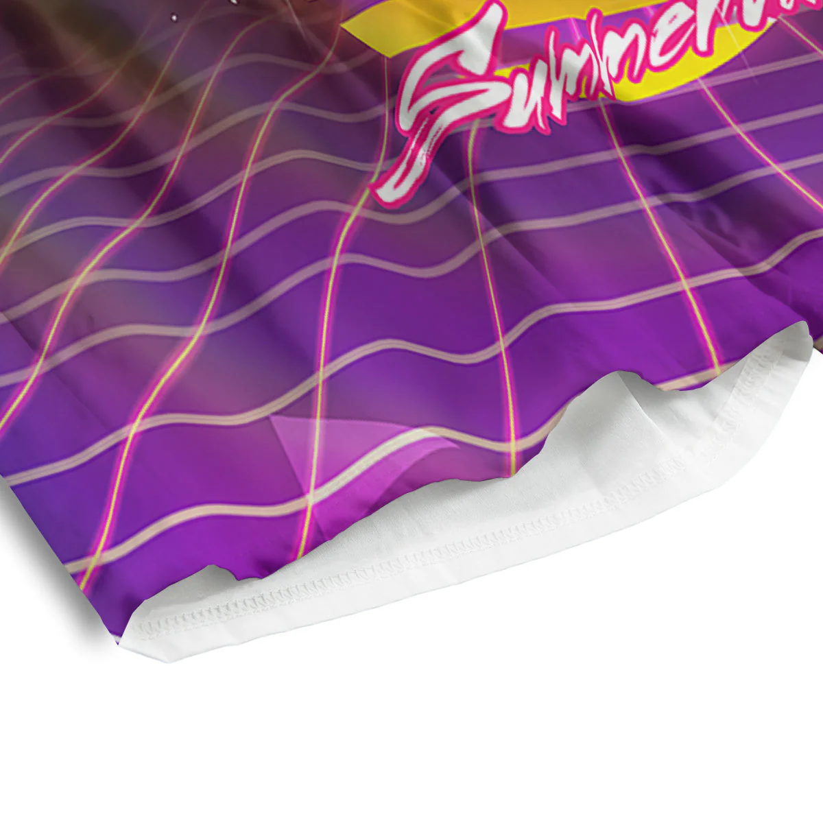 Retro Futuristic Palms Summer Time Print Men's Athletic Shorts - Image 4