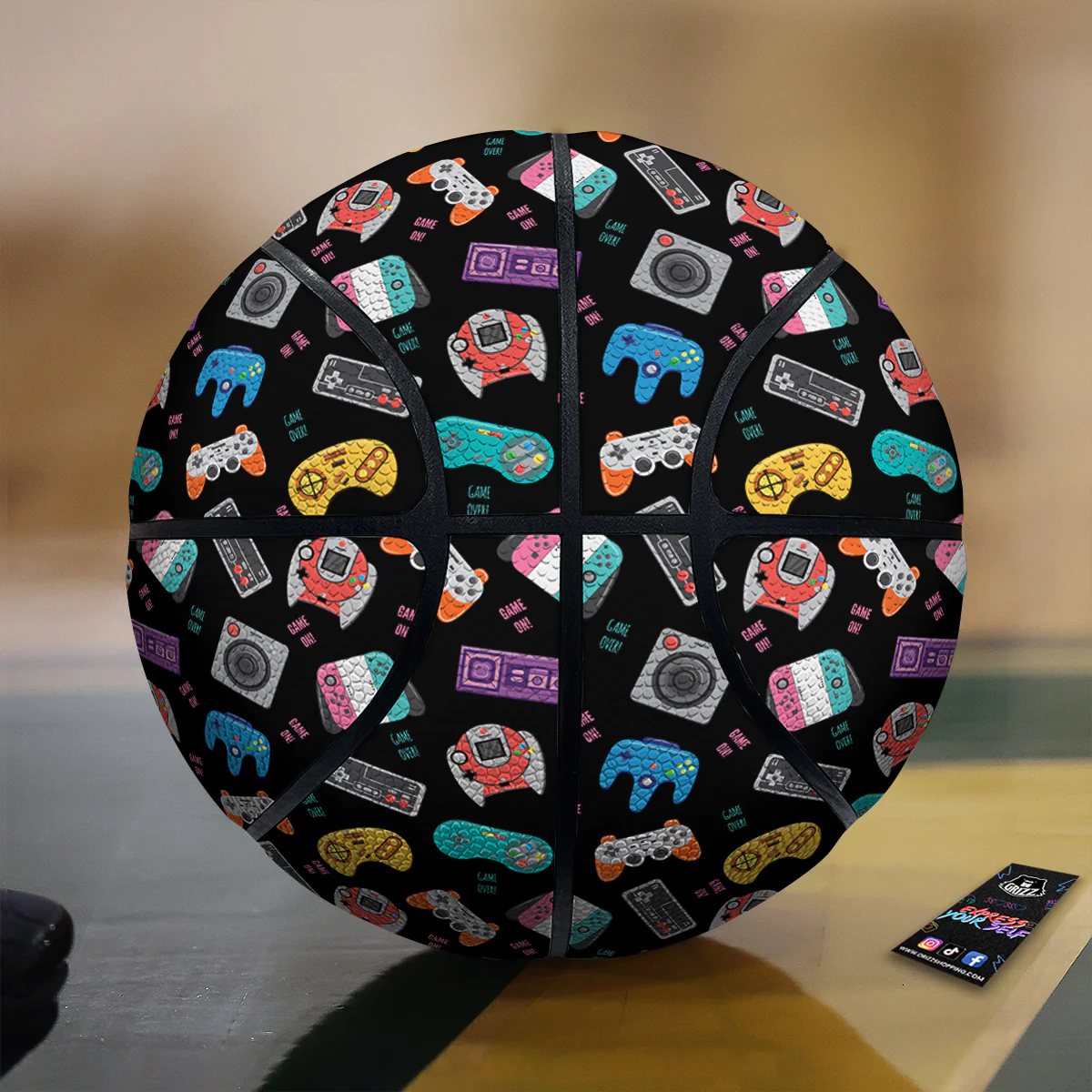 Retro Video Game Controller Print Pattern Basketball