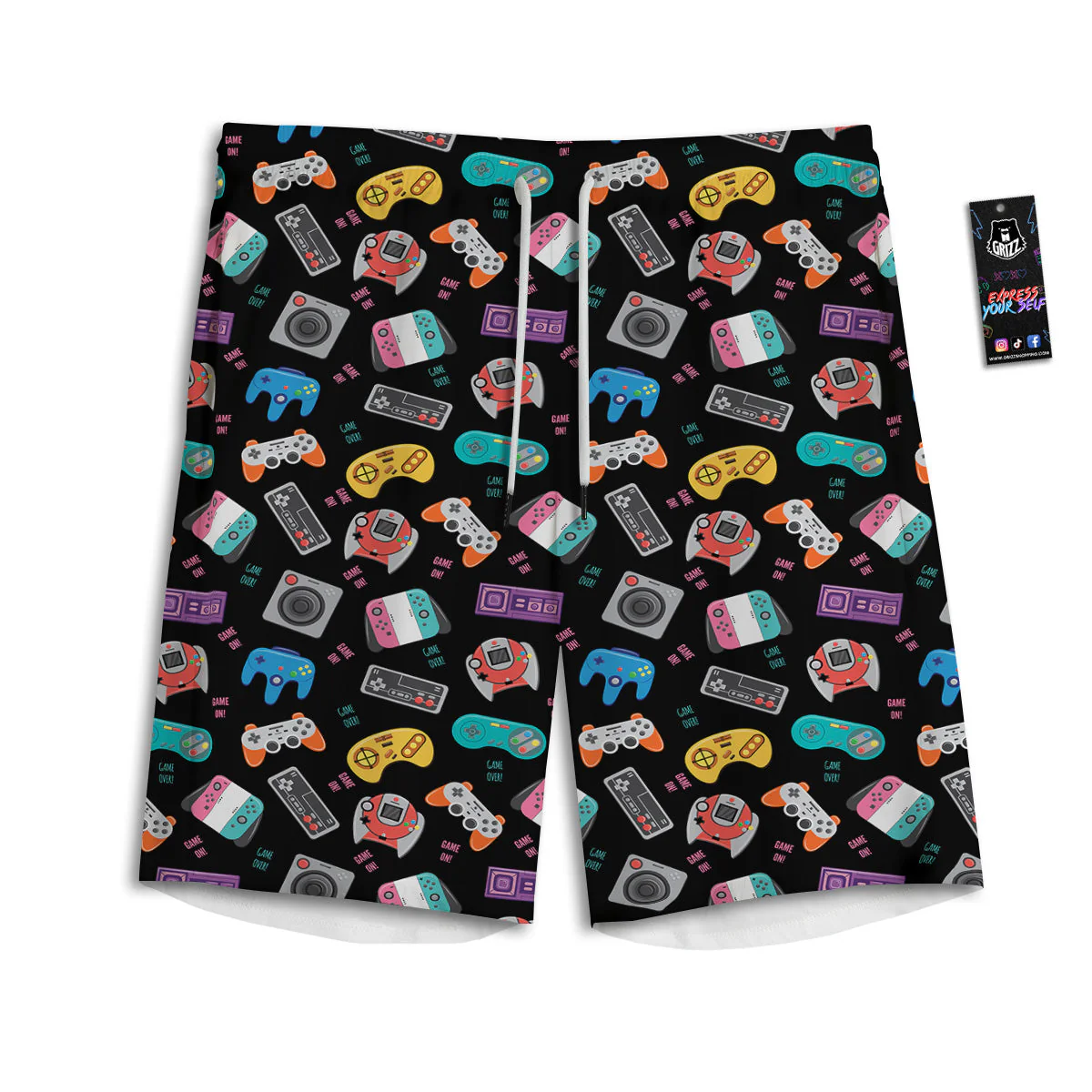 Retro Video Game Controller Print Pattern Men's Athletic Shorts