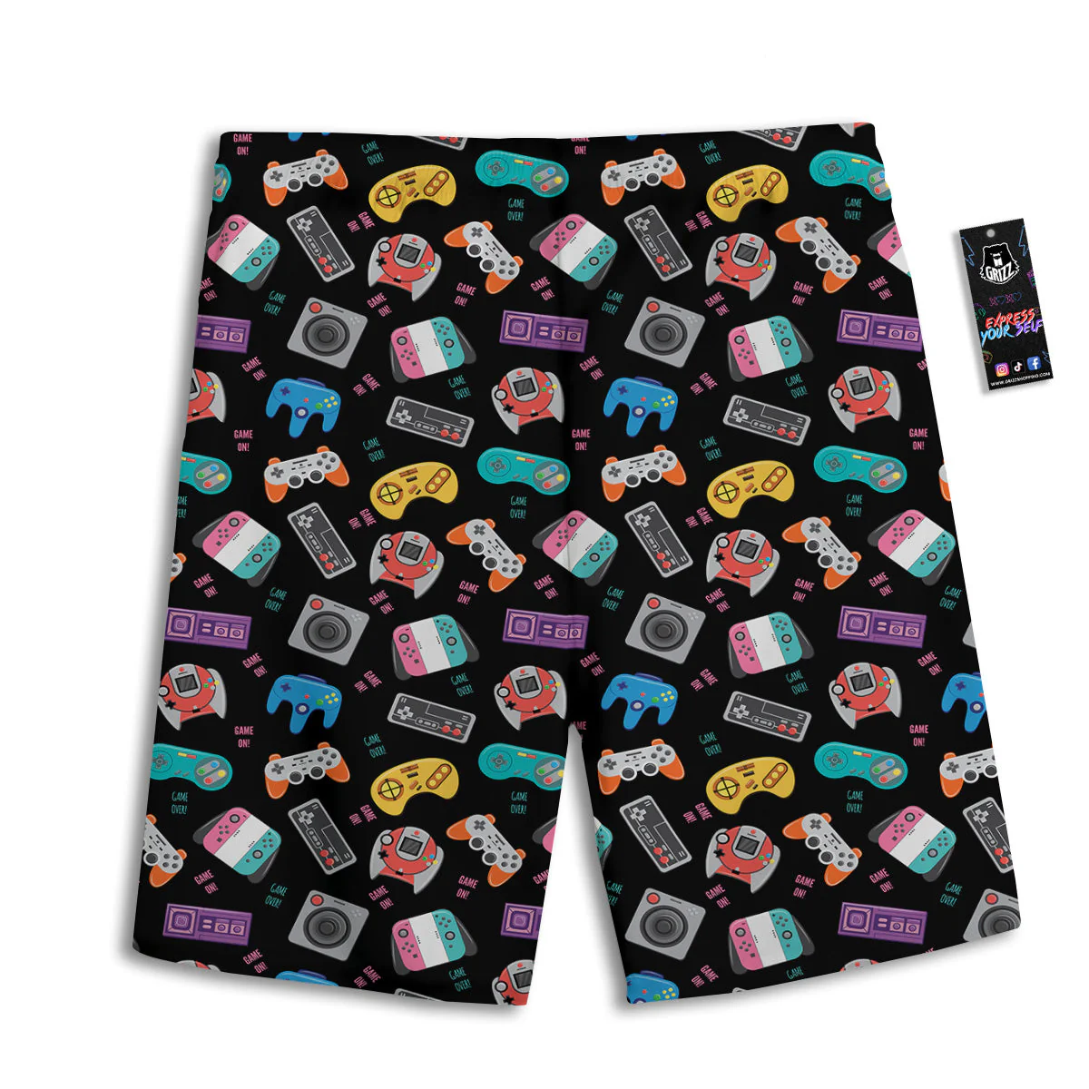 Retro Video Game Controller Print Pattern Men's Athletic Shorts - Image 2