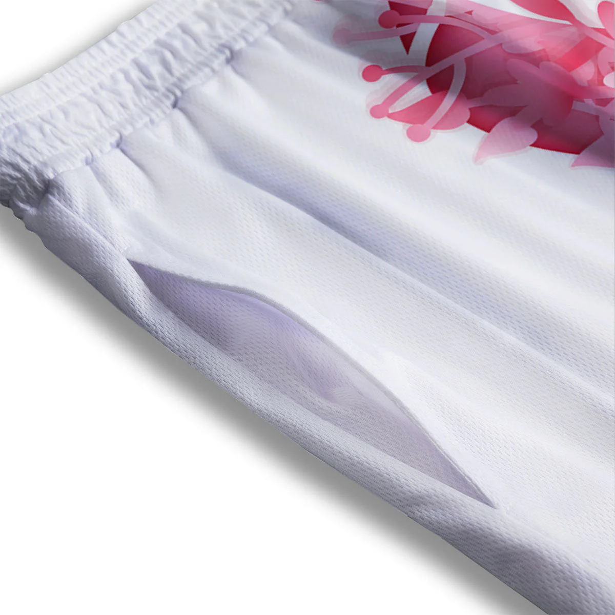 Ribbon Flower Pink Breast Cancer Print Mesh Shorts - Image 3