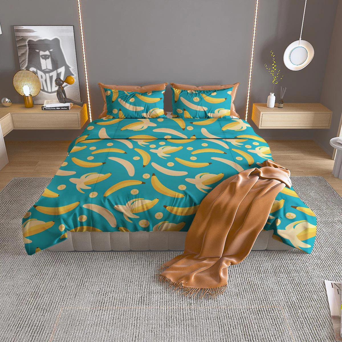 Ripe Banana Print Pattern Duvet Cover Bedding Set