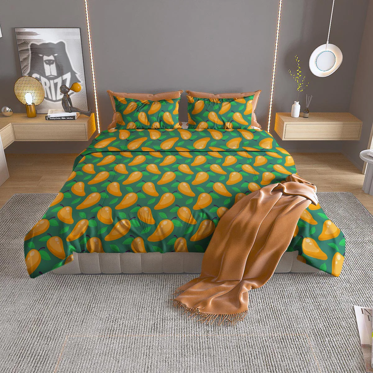 Ripe Mango Fruit Print Pattern Duvet Cover Bedding Set
