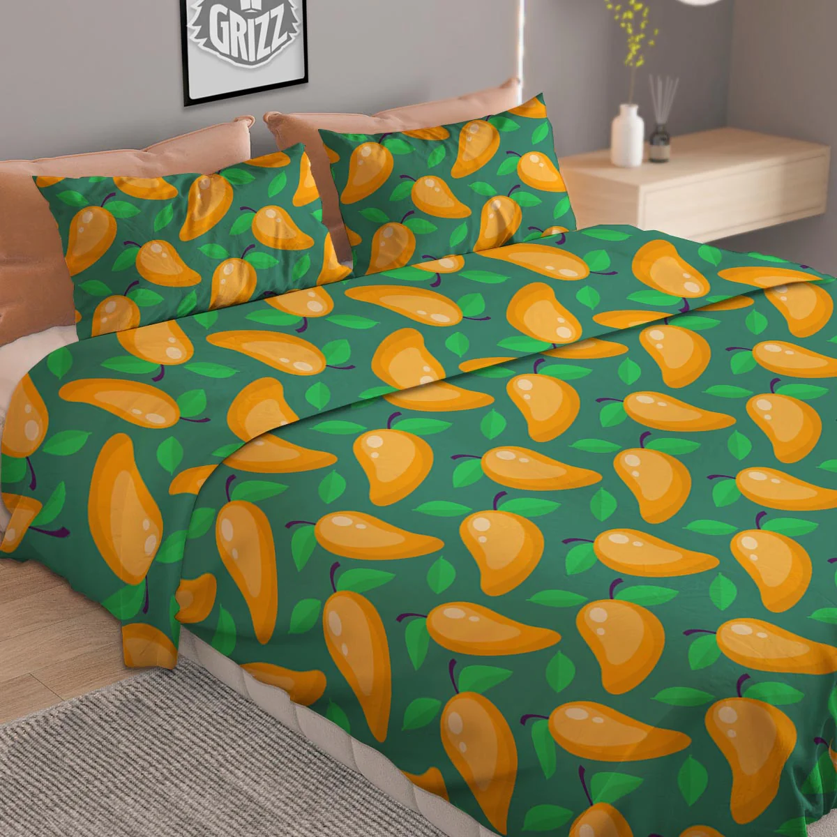 Ripe Mango Fruit Print Pattern Duvet Cover Bedding Set - Image 2