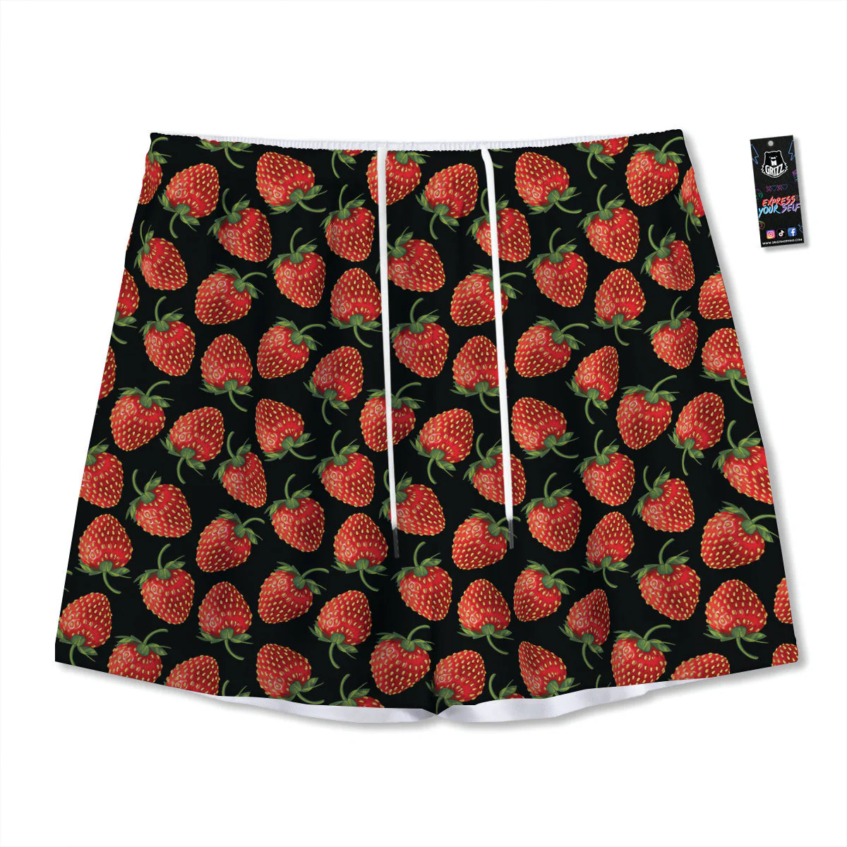 Ripe Strawberries Print Pattern Mesh Shorts
