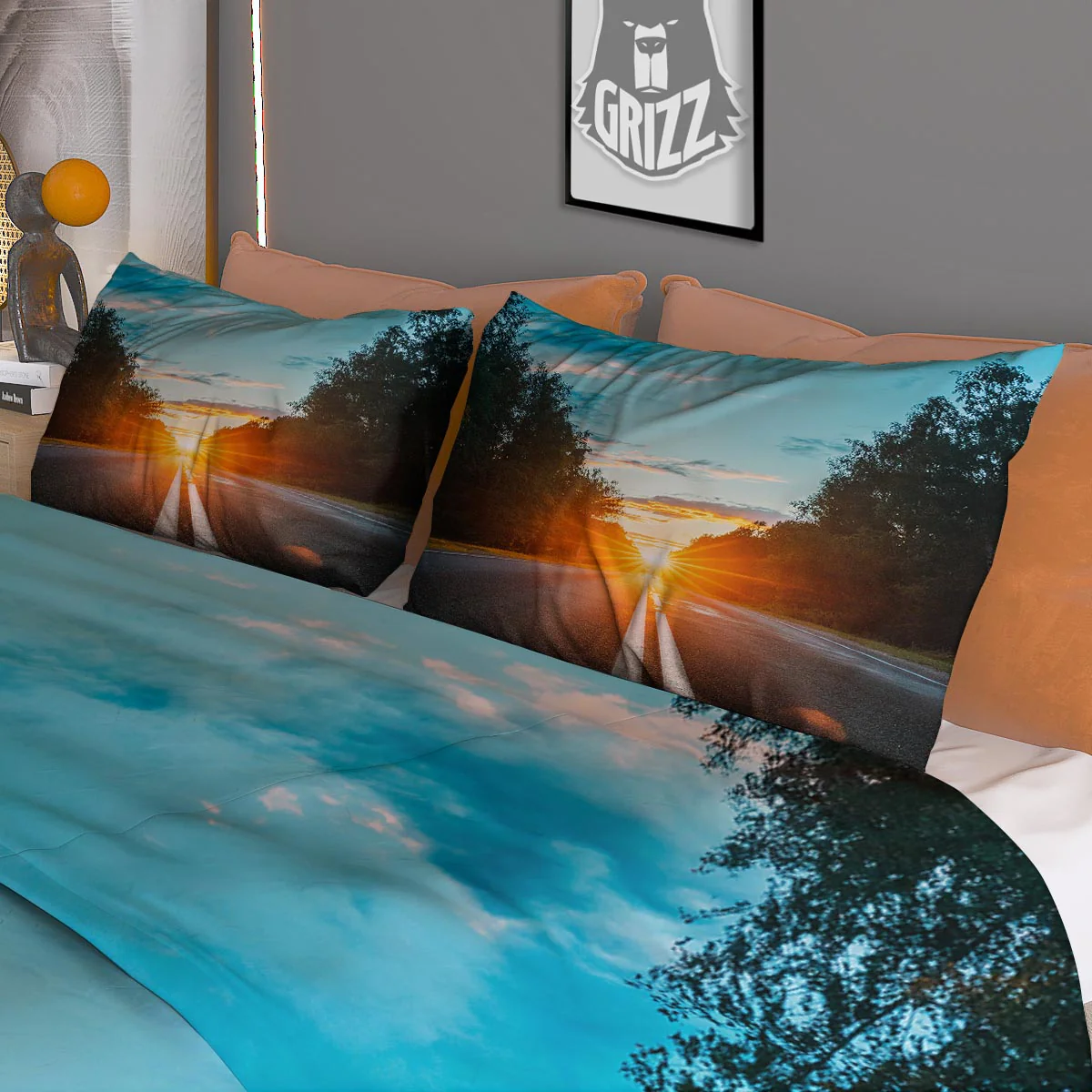 Road Sunrise Print Duvet Cover Bedding Set - Image 3