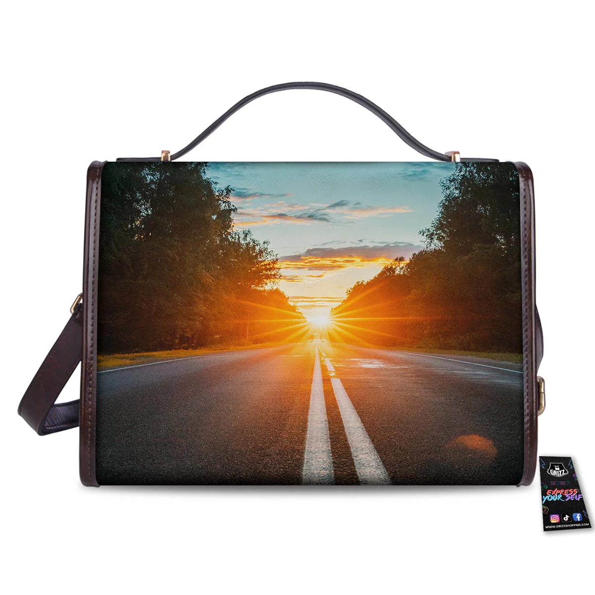 Road Sunrise Print Women's Satchel Bag - Image 2