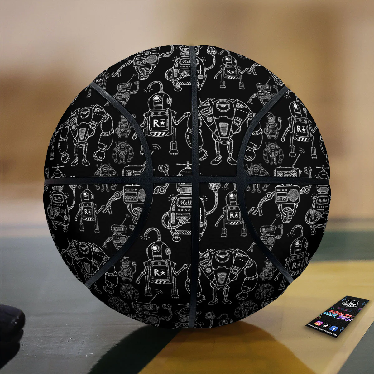 Robot Black And White Print Pattern Basketball