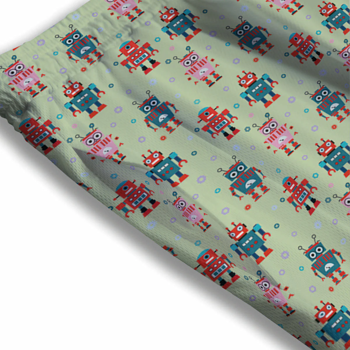Robot Colorful Print Pattern Mesh Shorts - Image 3