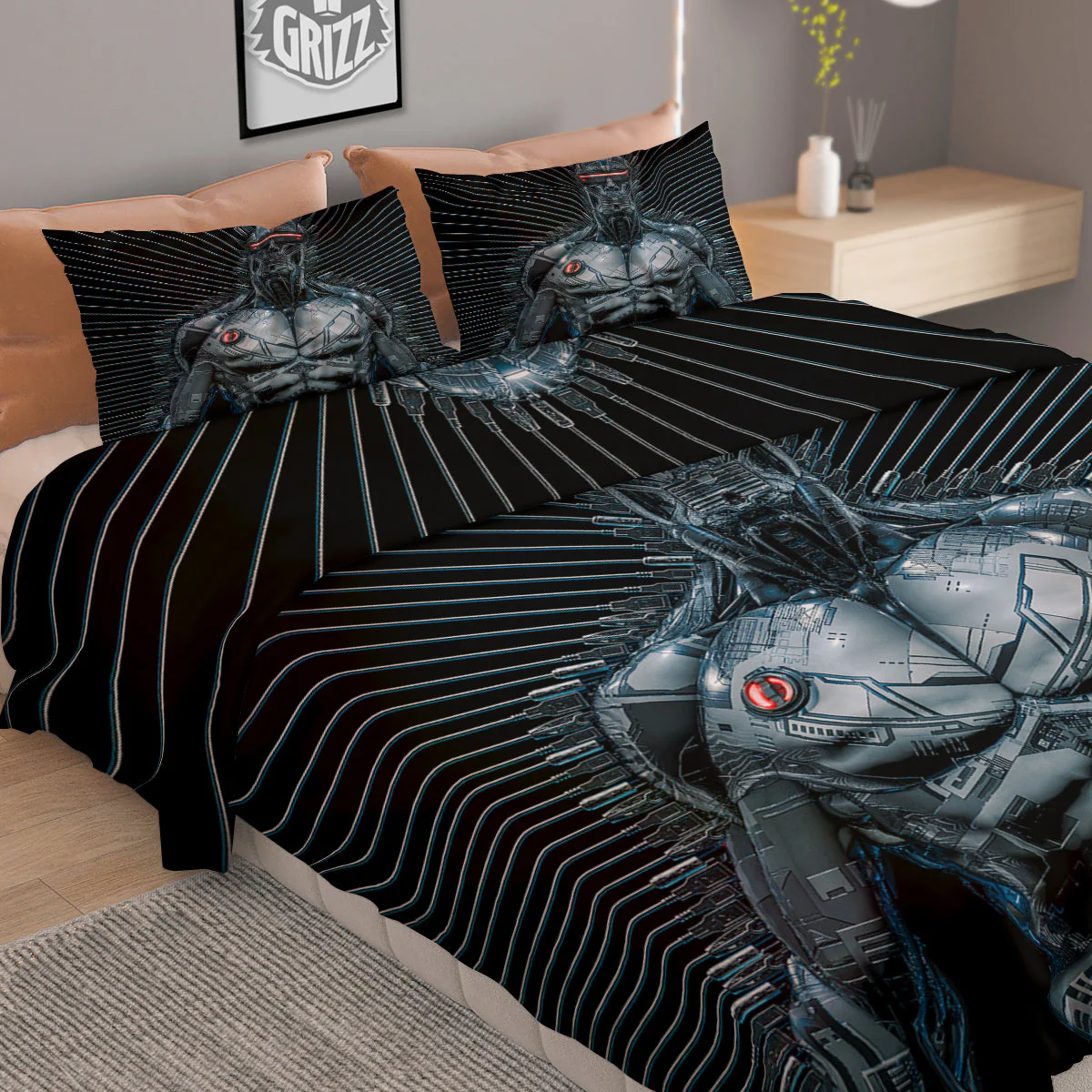 Robot Connection Print Duvet Cover Bedding Set - Image 2