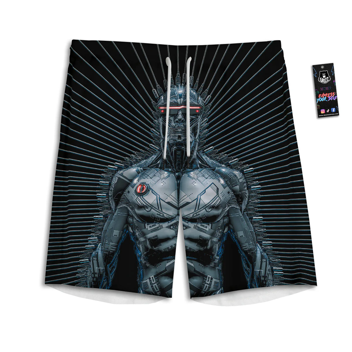 Robot Connection Print Men's Athletic Shorts