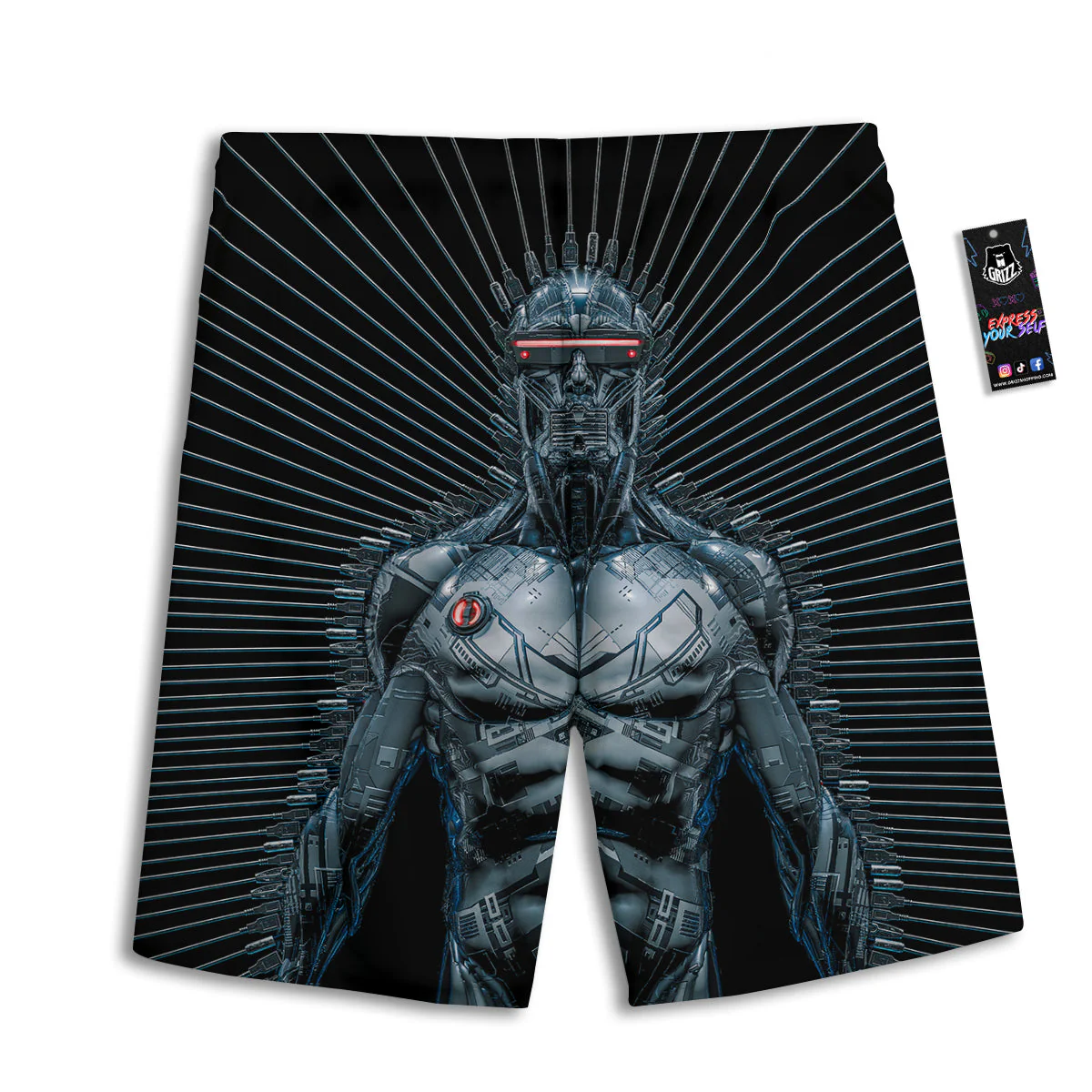 Robot Connection Print Men's Athletic Shorts - Image 2