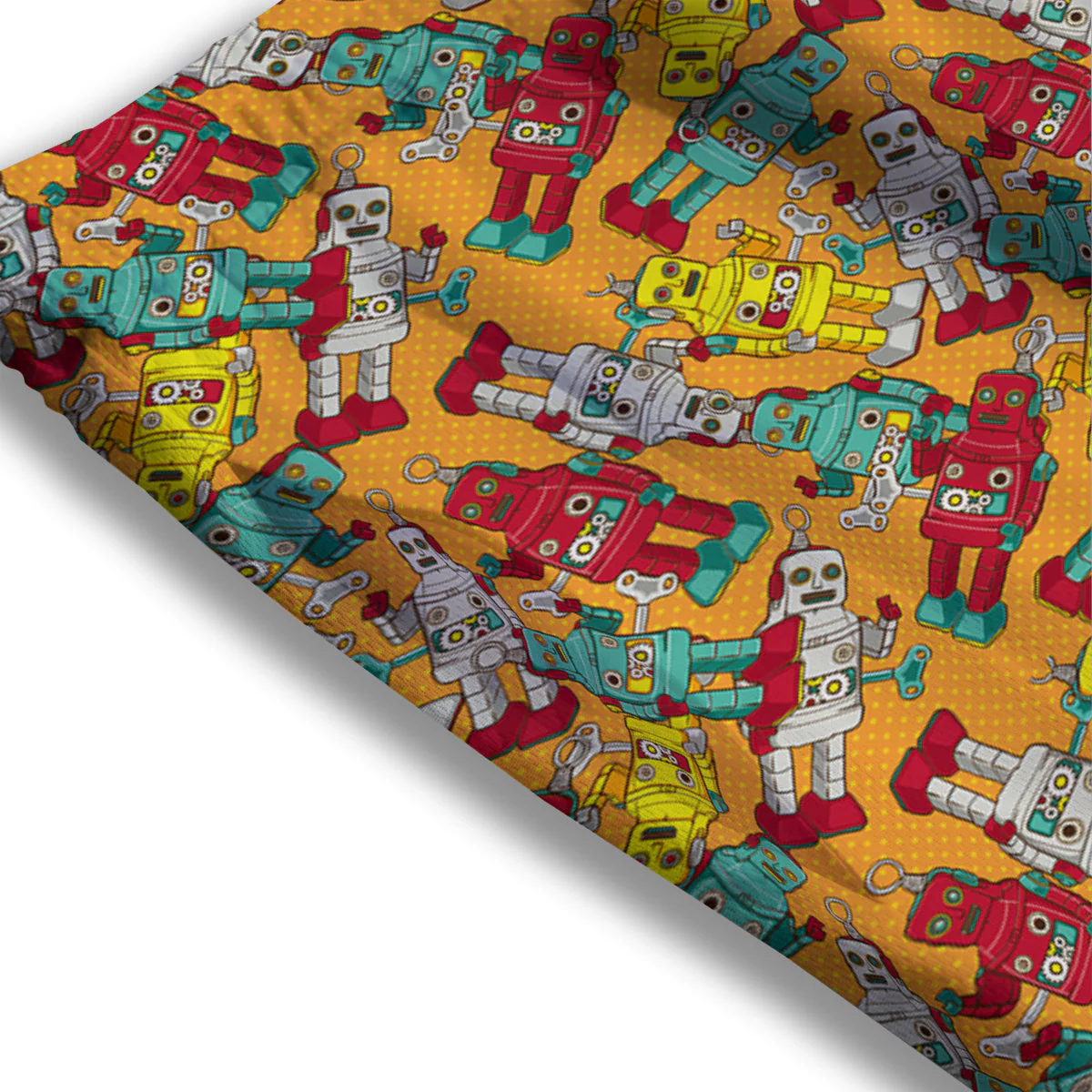 Robot Toy Vintage Print Pattern Mesh Shorts - Image 3