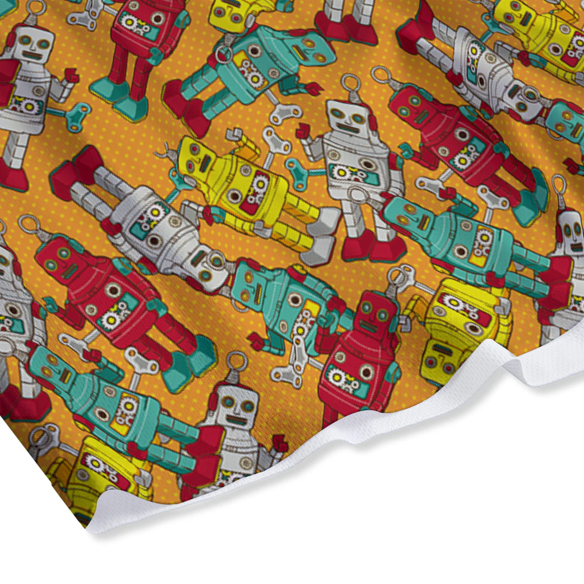 Robot Toy Vintage Print Pattern Mesh Shorts - Image 4