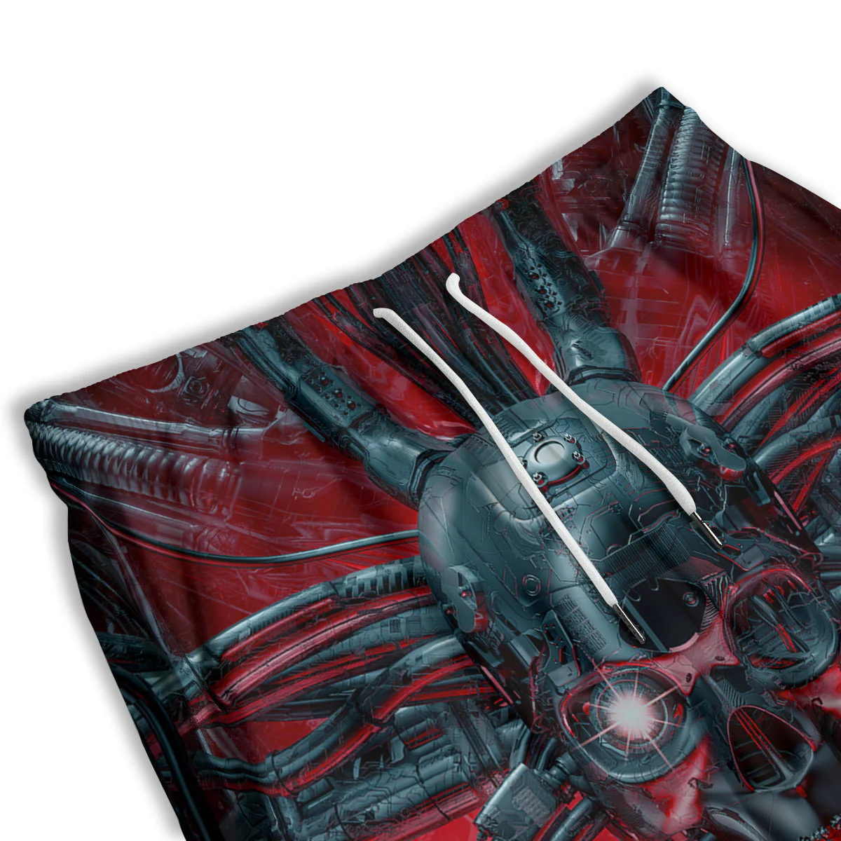 Robotic Skull Print Men's Athletic Shorts - Image 3