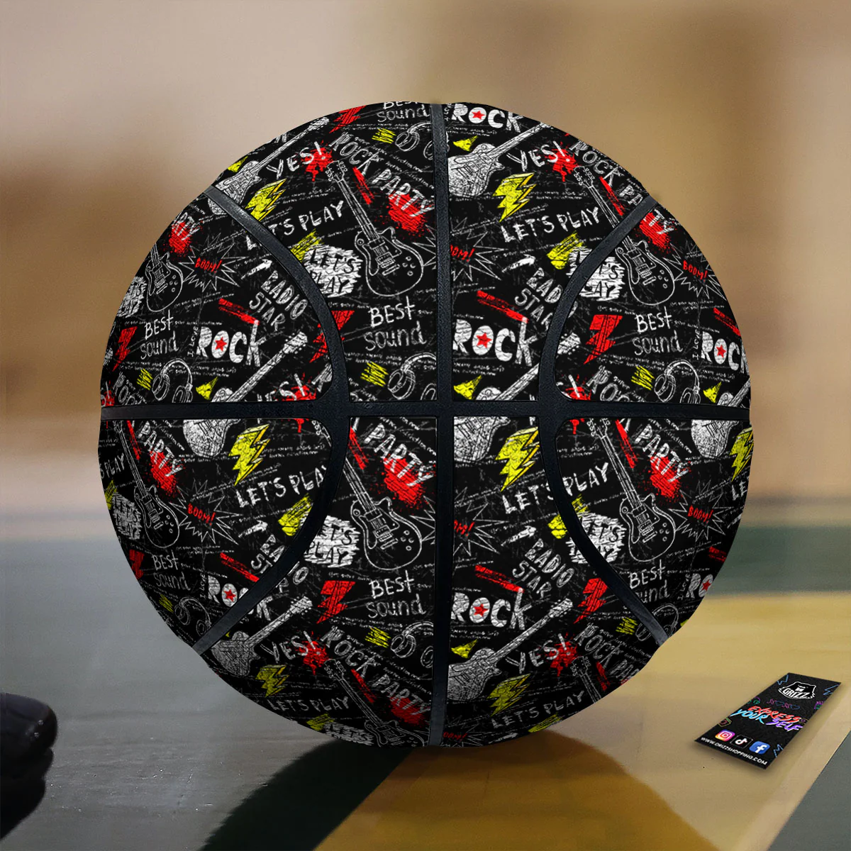 Rock And Roll Grunge Print Pattern Basketball