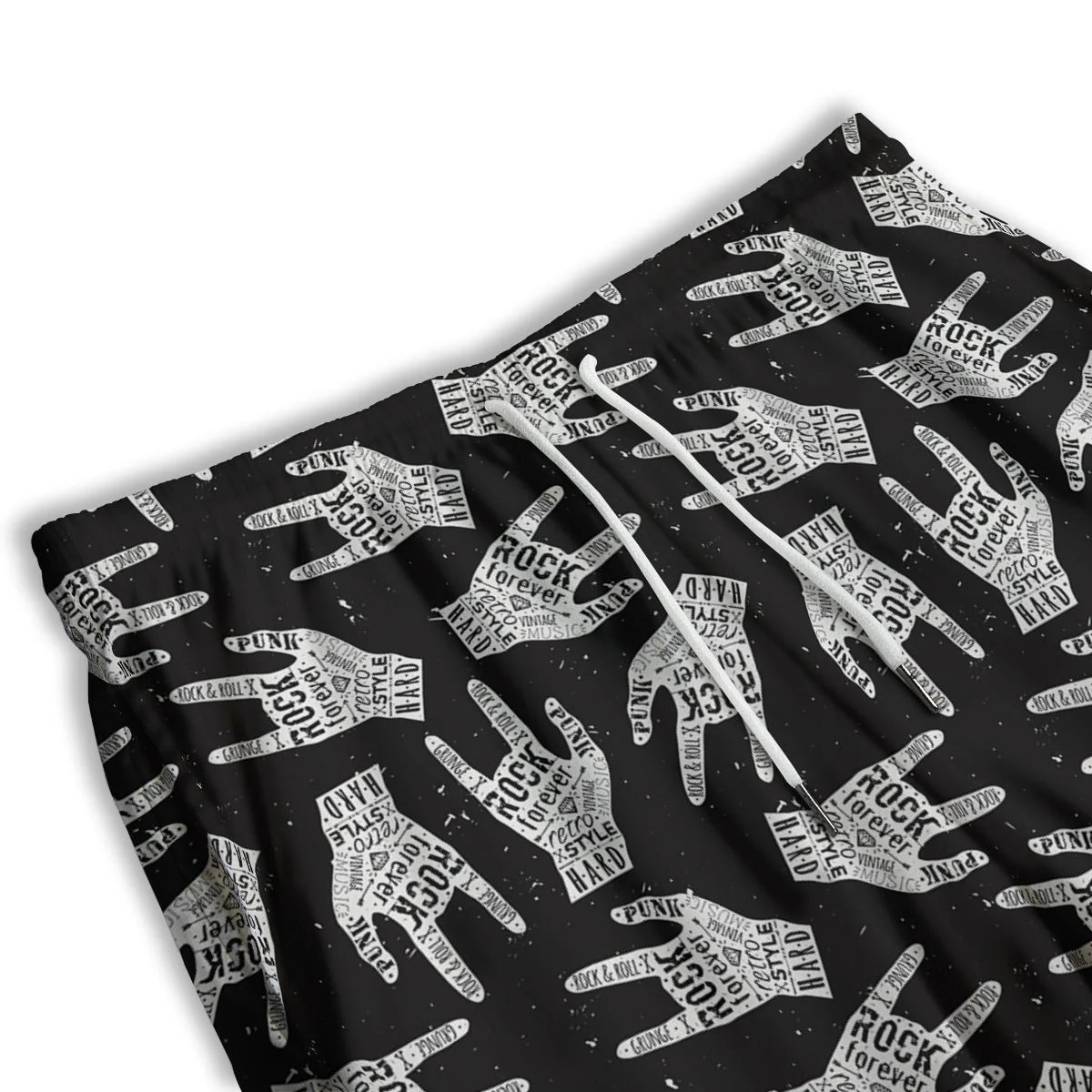 Rock And Roll Vintage Style Print Pattern Men's Athletic Shorts - Image 3