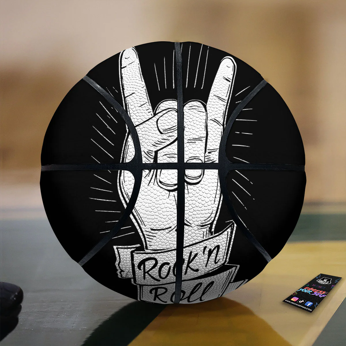 Rock And Roll White And Black Print Basketball