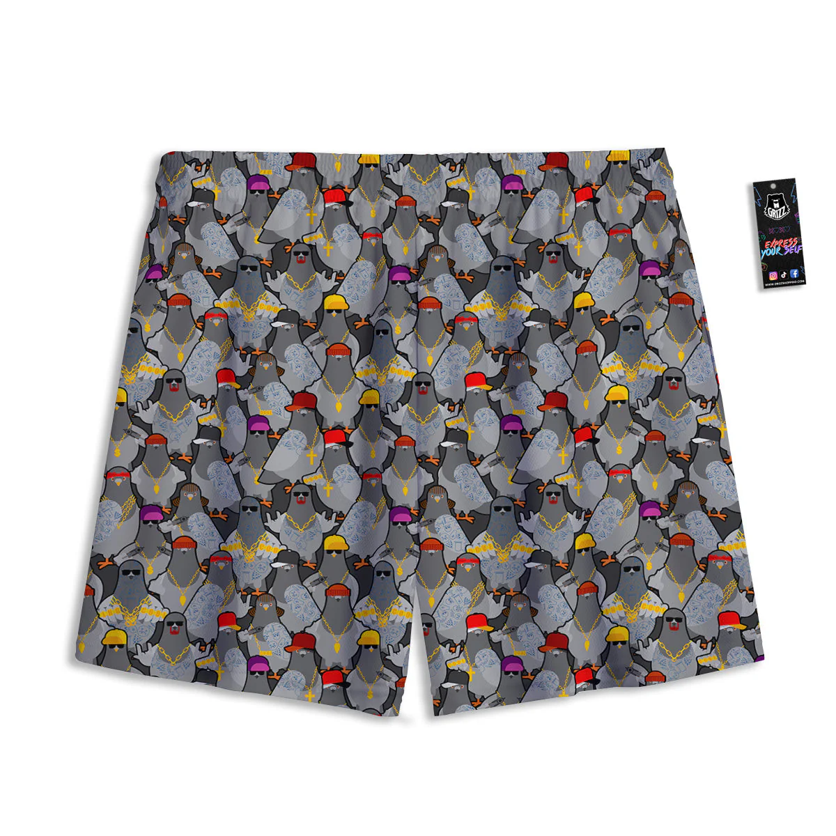 Rock Drove Gangster Print Pattern Mesh Shorts - Image 2