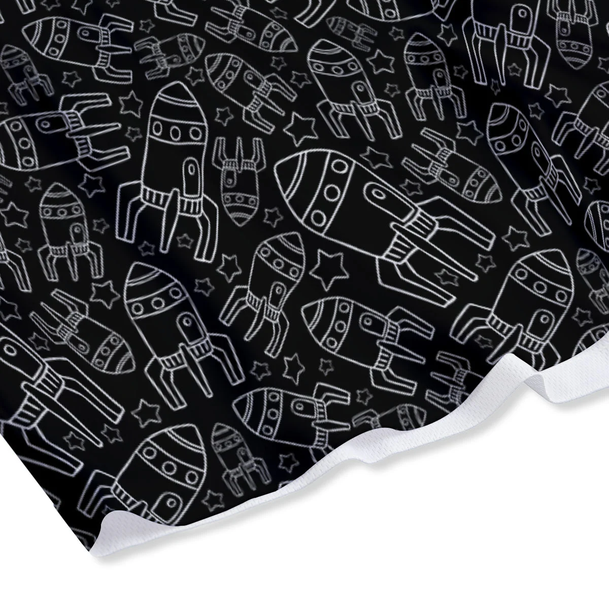 Rocket White And Black Print Pattern Mesh Shorts - Image 4