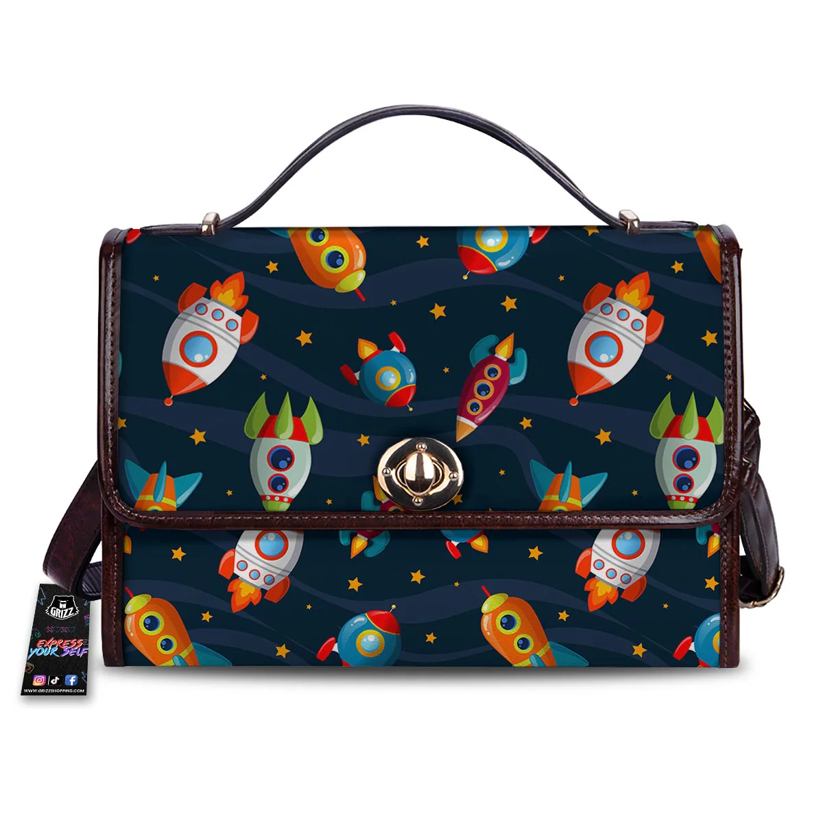 Rockets Space Print Pattern Women's Satchel Bag