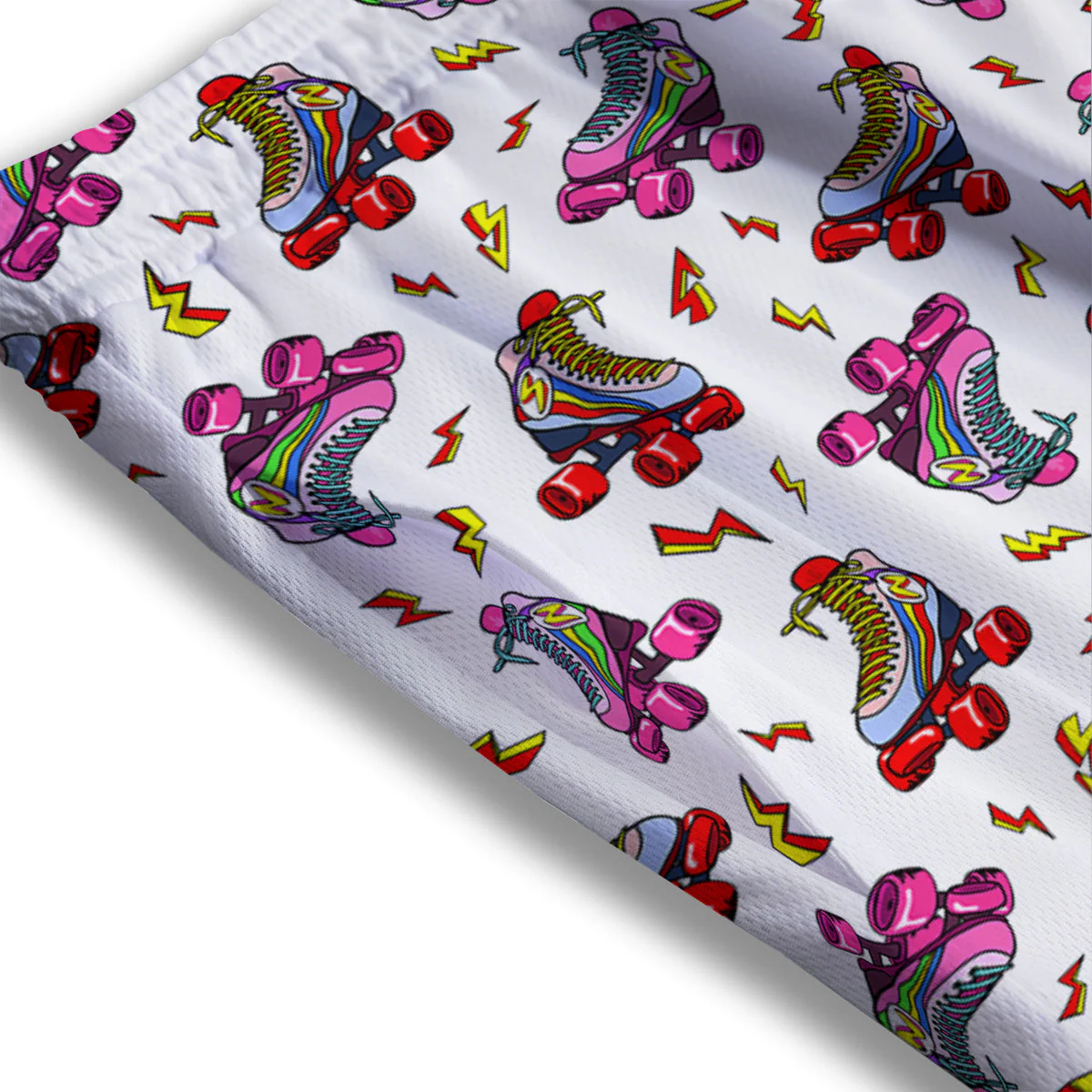 Roller Skates Lightning Print Pattern Mesh Shorts - Image 3