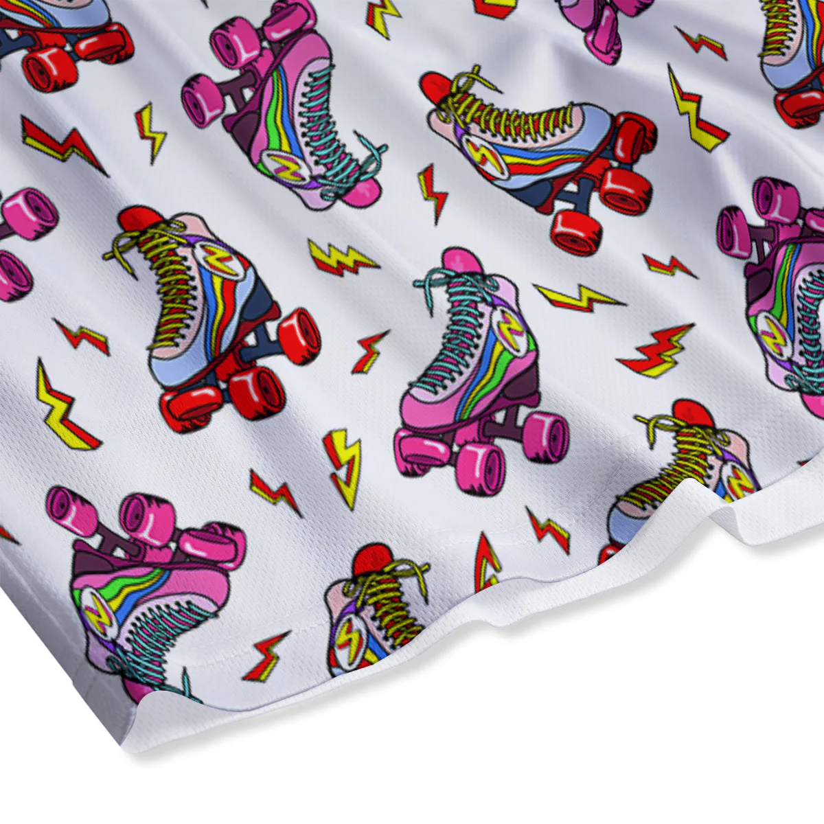 Roller Skates Lightning Print Pattern Mesh Shorts - Image 4