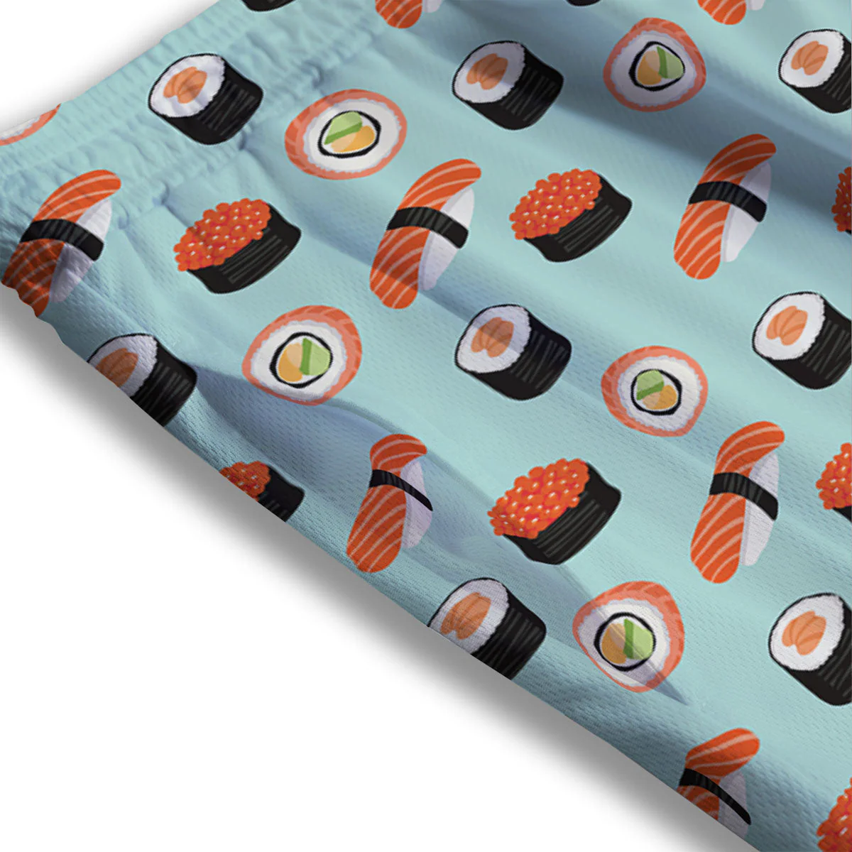 Rolls And Japanese Sushi Print Pattern Mesh Shorts - Image 3