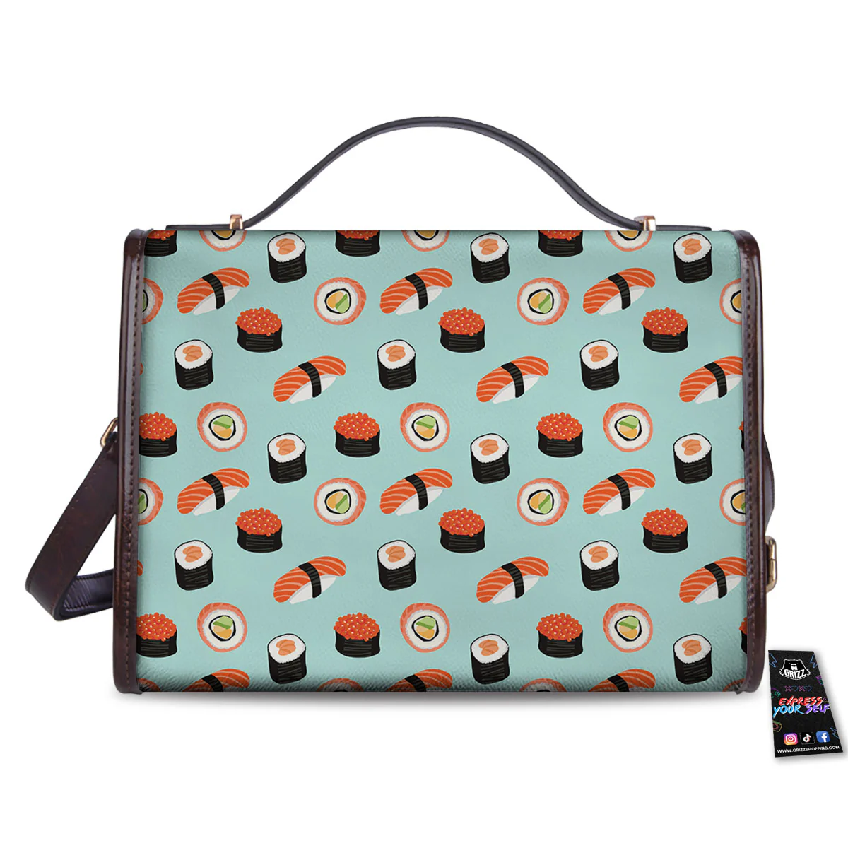 Rolls And Japanese Sushi Print Pattern Women's Satchel Bag - Image 2