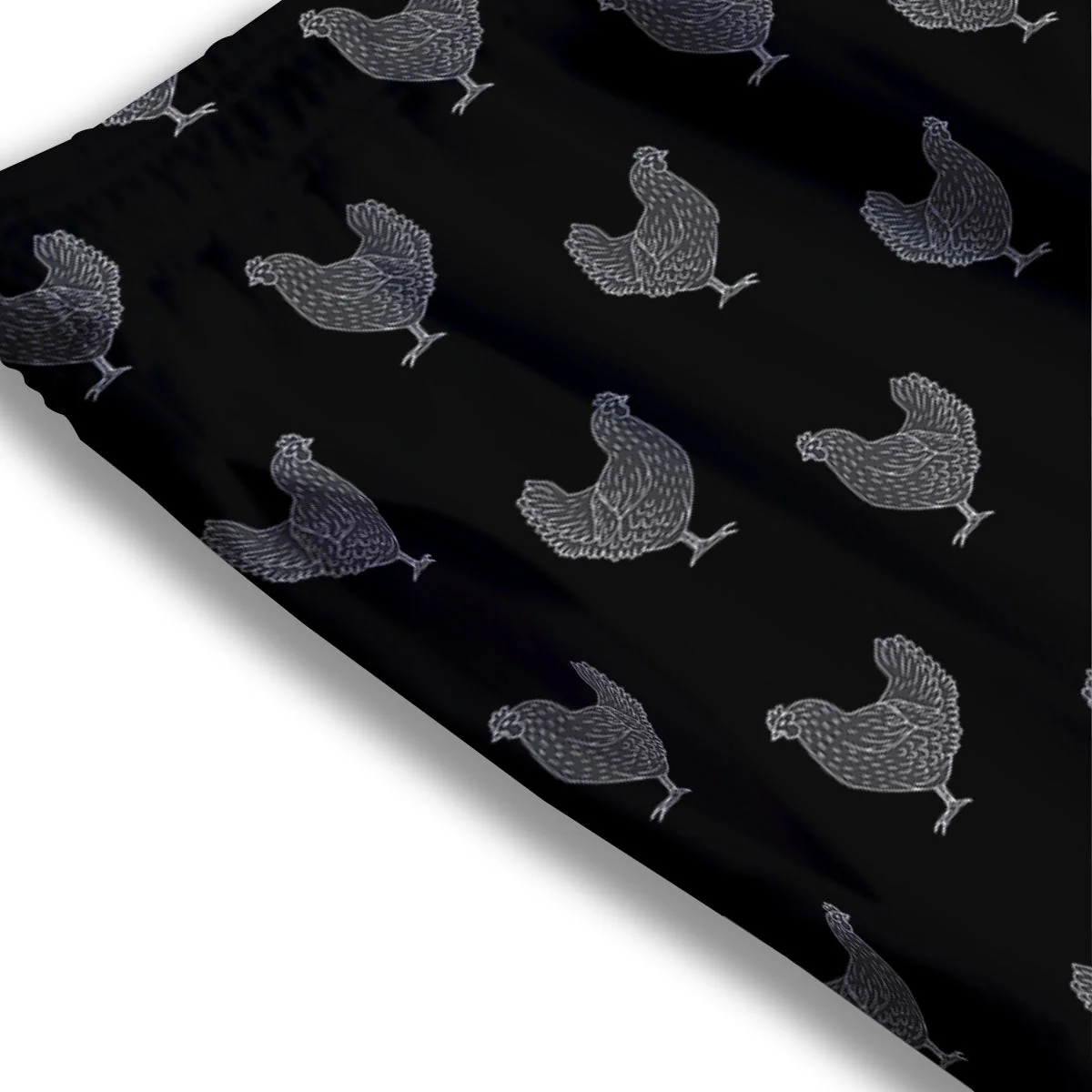 Rooster Black And White Print Pattern Mesh Shorts - Image 3