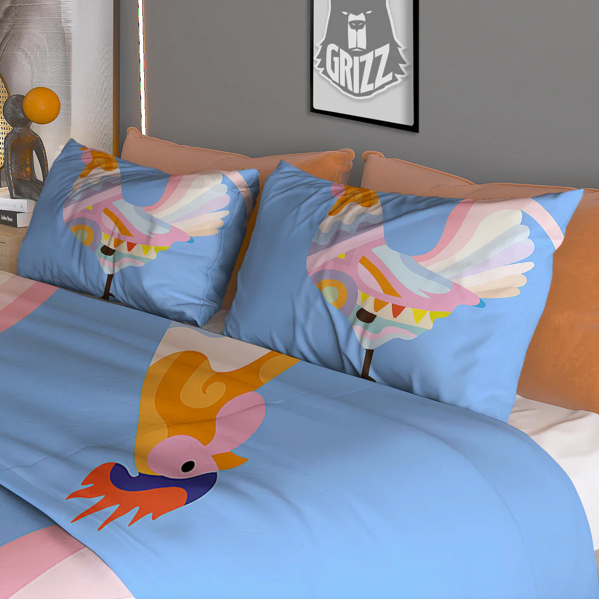 Rooster Colorful Print Duvet Cover Bedding Set - Image 3