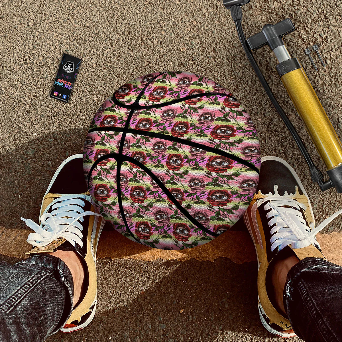 Rose Eyeball Print Pattern Basketball - Image 2