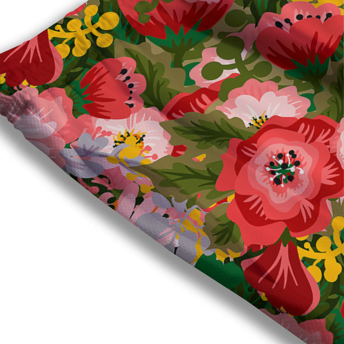 Rose Floral Red And Pink Print Pattern Mesh Shorts - Image 3