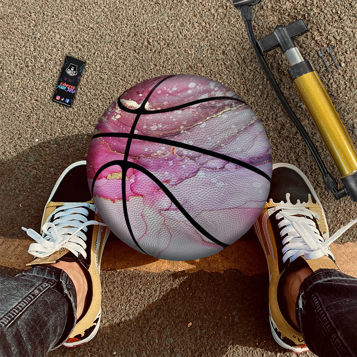 Rose Gold Marble Print Basketball - Image 2