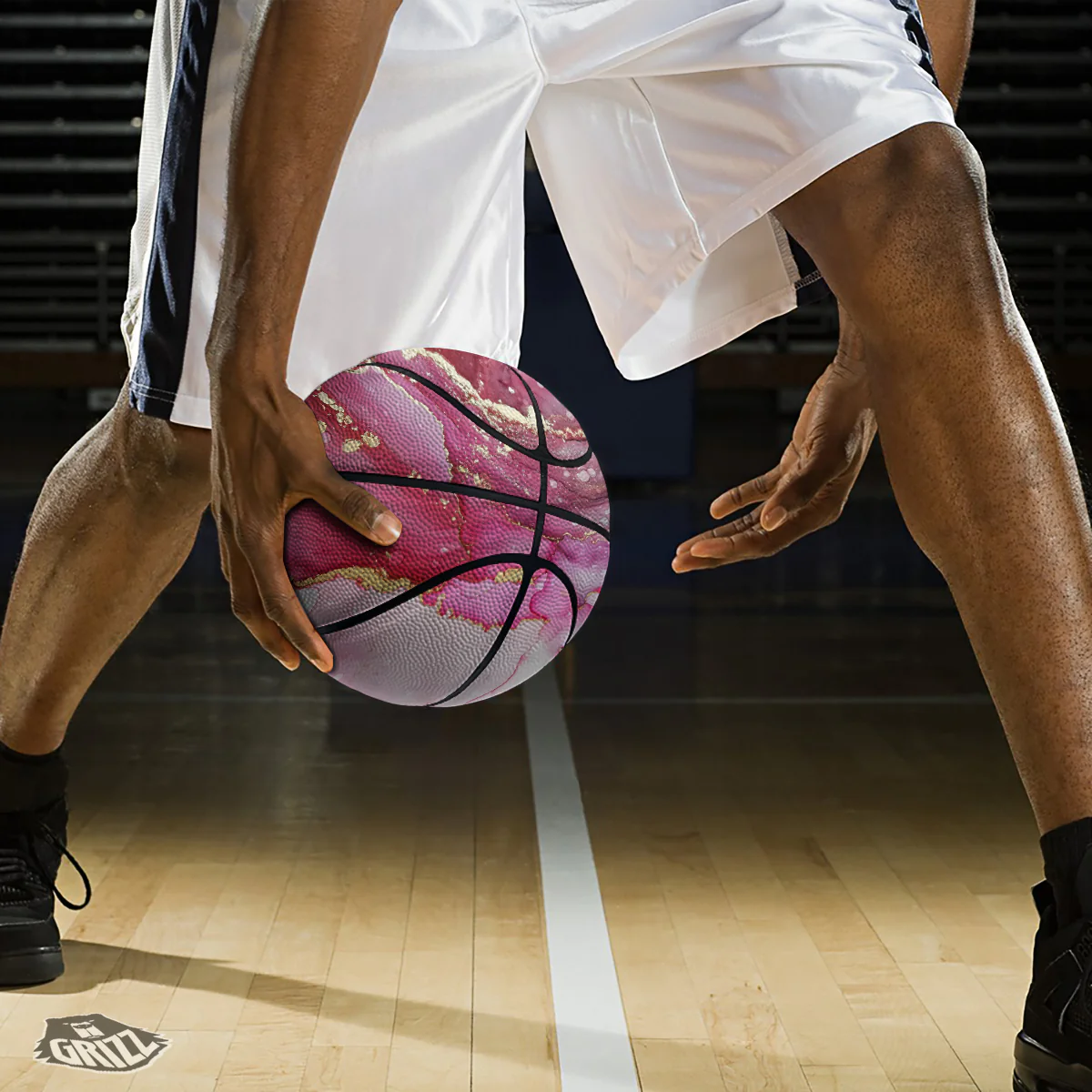 Rose Gold Marble Print Basketball - Image 3