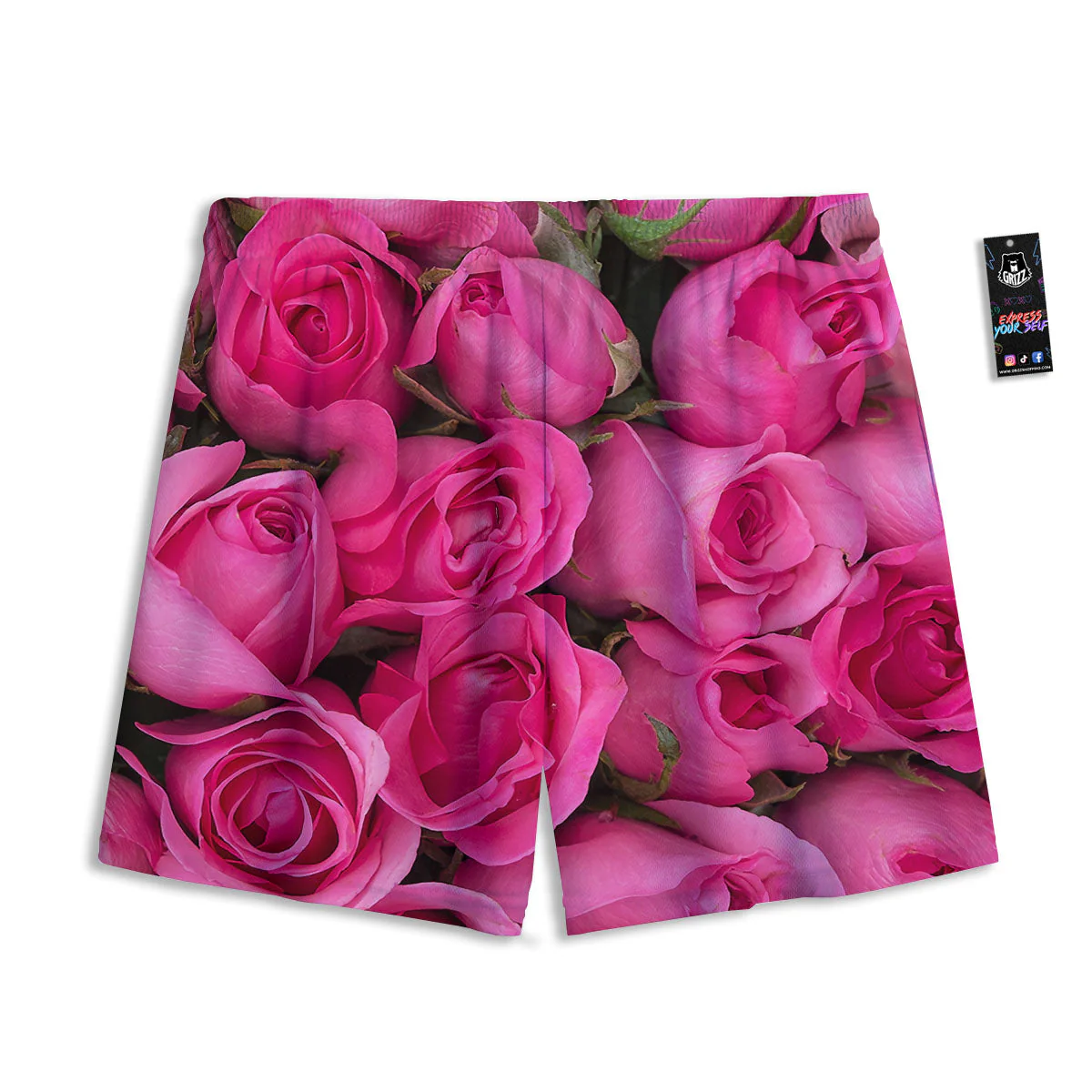 Rose Hot Pink Print Mesh Shorts - Image 2