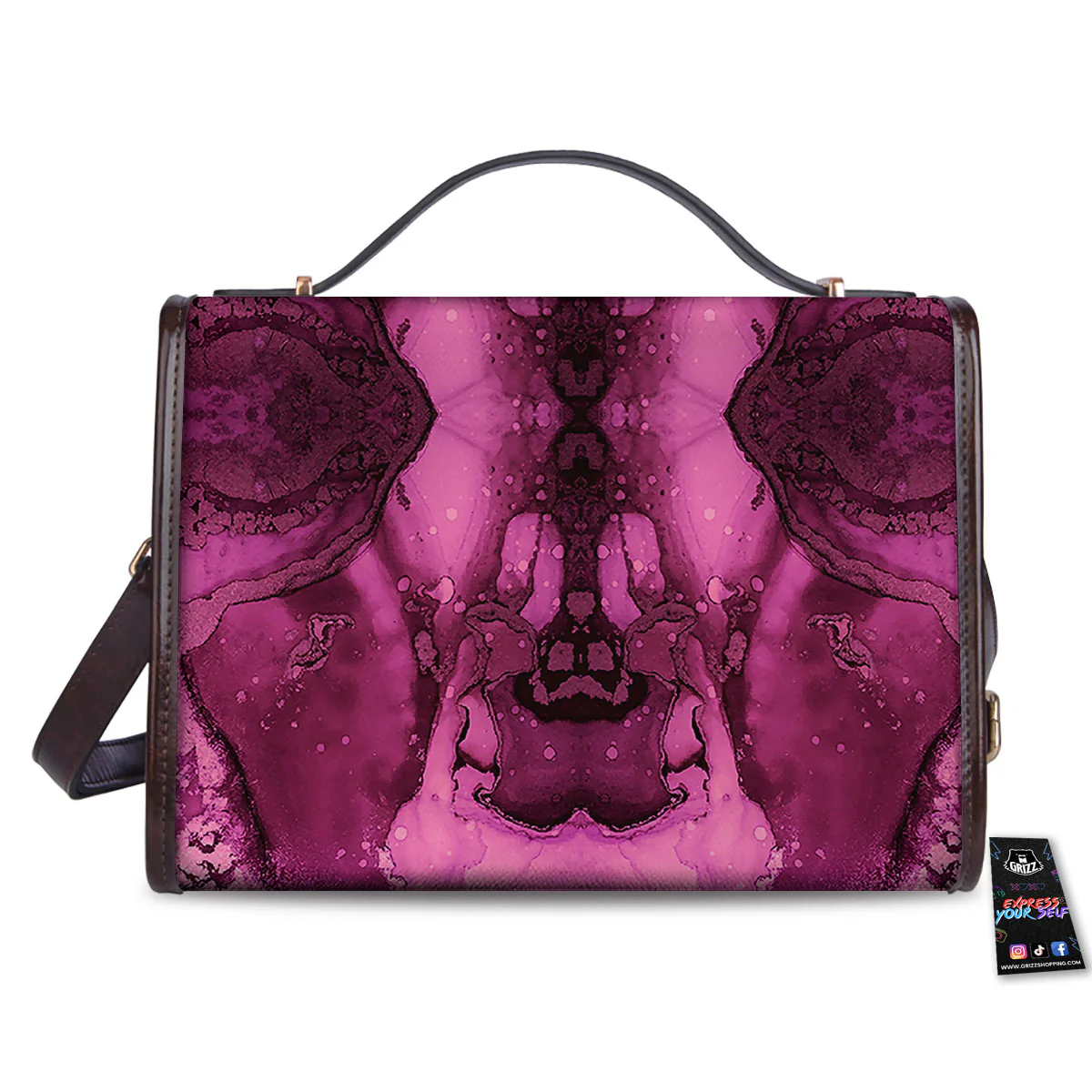 Rose Kaleidoscope Pink Print Women's Satchel Bag - Image 2