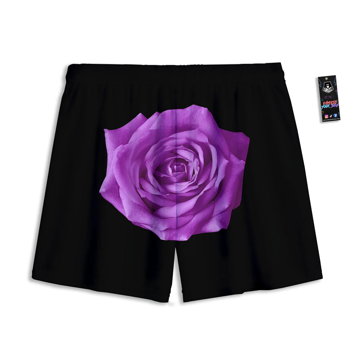 Rose Purple Dark Print Mesh Shorts - Image 2