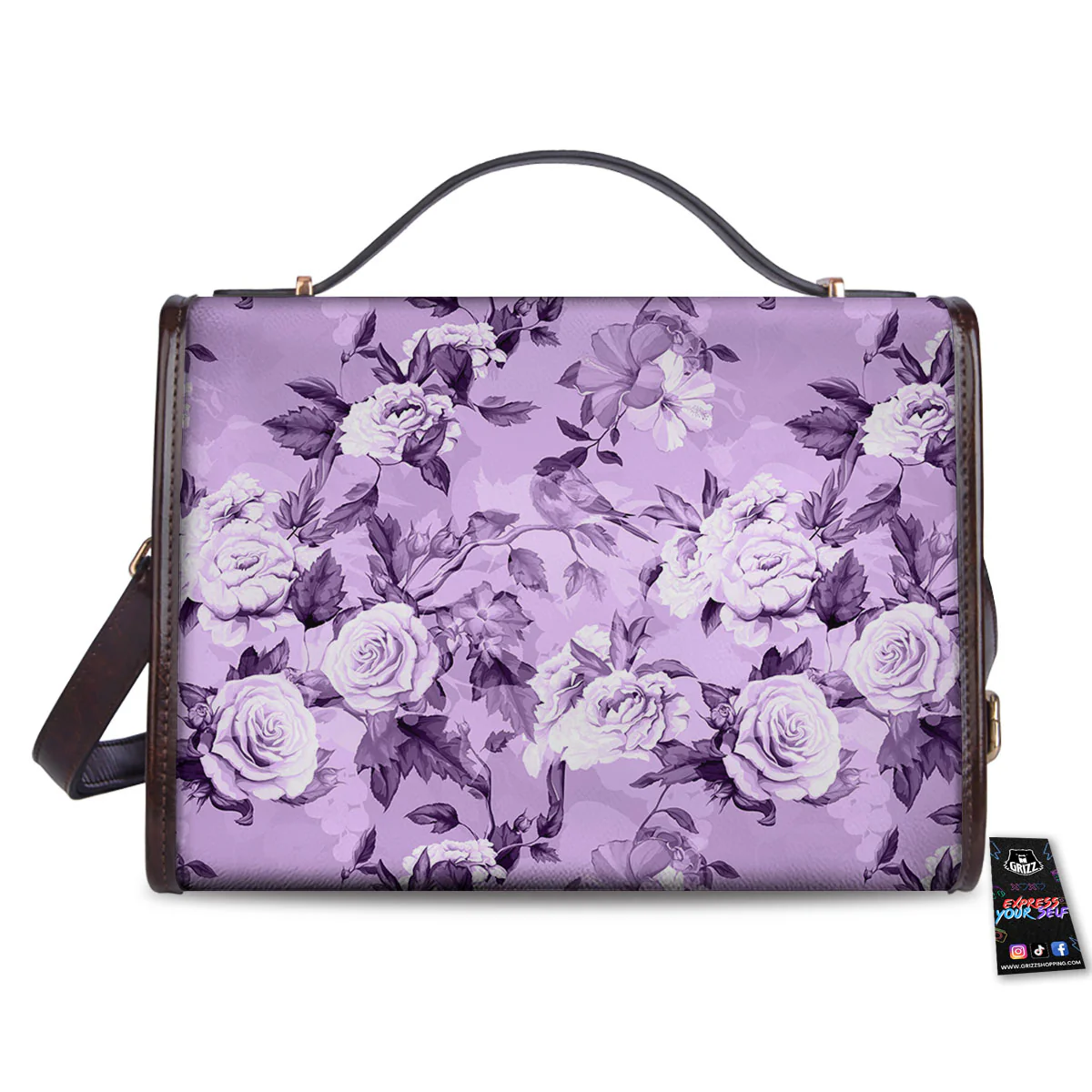 Rose Purple Print Pattern Women's Satchel Bag - Image 2