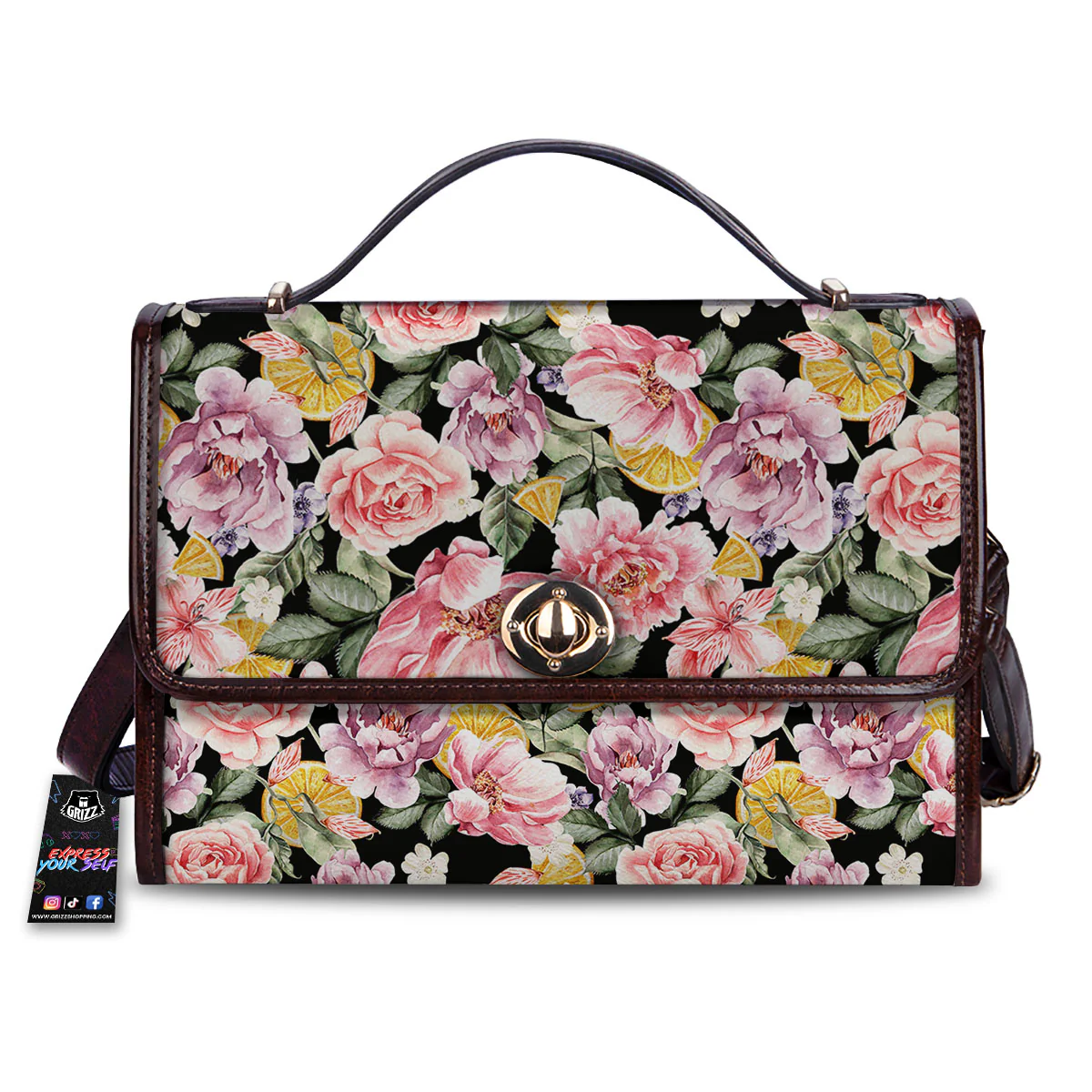 Rose Vintage Print Pattern Women's Satchel Bag