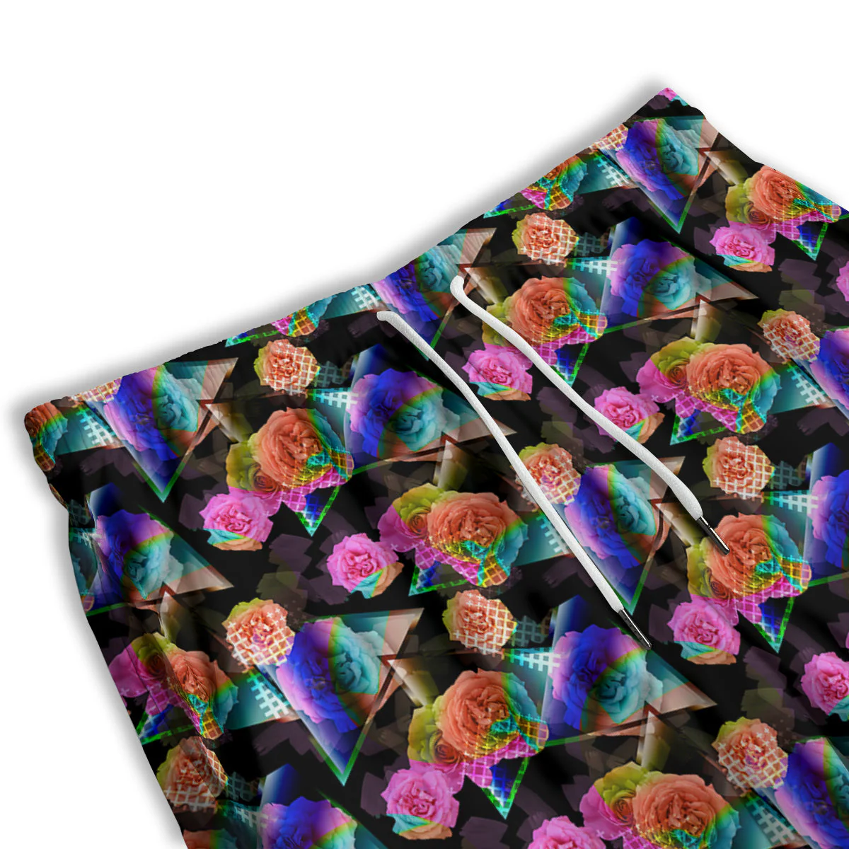 Roses Colorful Gradient Triangle Print Pattern Men's Athletic Shorts - Image 3