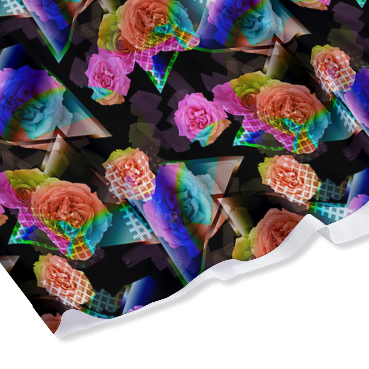 Roses Colorful Gradient Triangle Print Pattern Mesh Shorts - Image 4