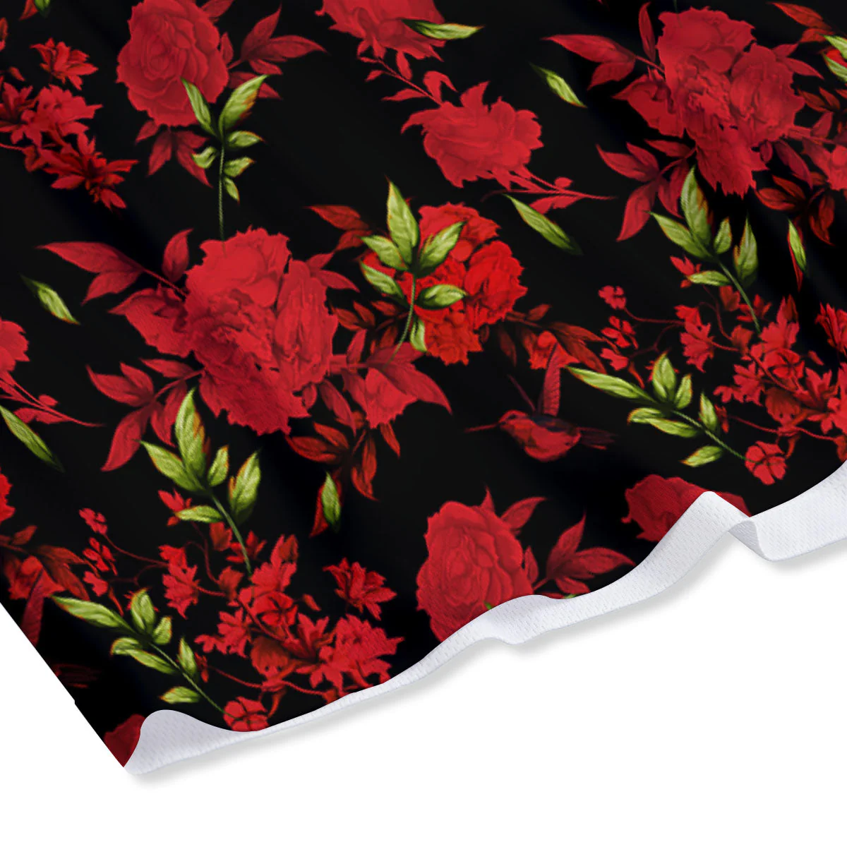 Roses Floral Red And Black Print Mesh Shorts - Image 4