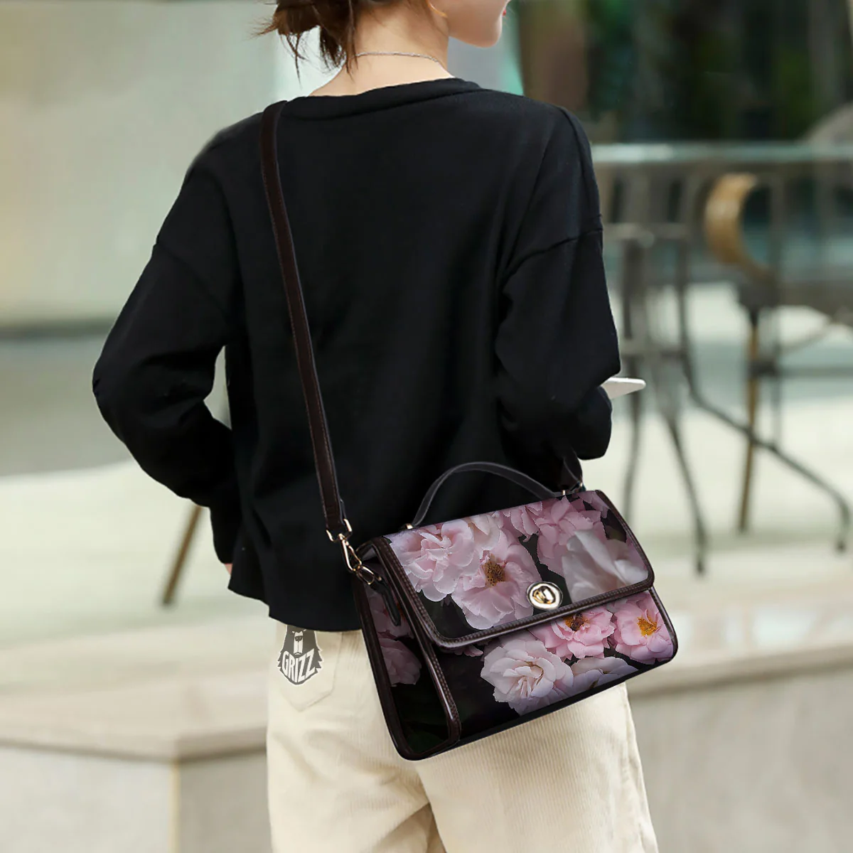 Roses Floral Retro Pink Print Women's Satchel Bag - Image 3